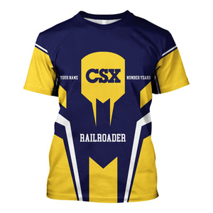 Railspirit Personalized CSX Transportation Railroad T-Shirt Custom Year Railroader Shirt Gift Idea For Train Lover