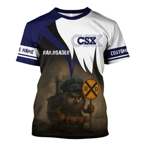 Railspirit Personalized CSX Transportation Railroad T-Shirt Angry Train Shirt Gift Idea For Train Lover
