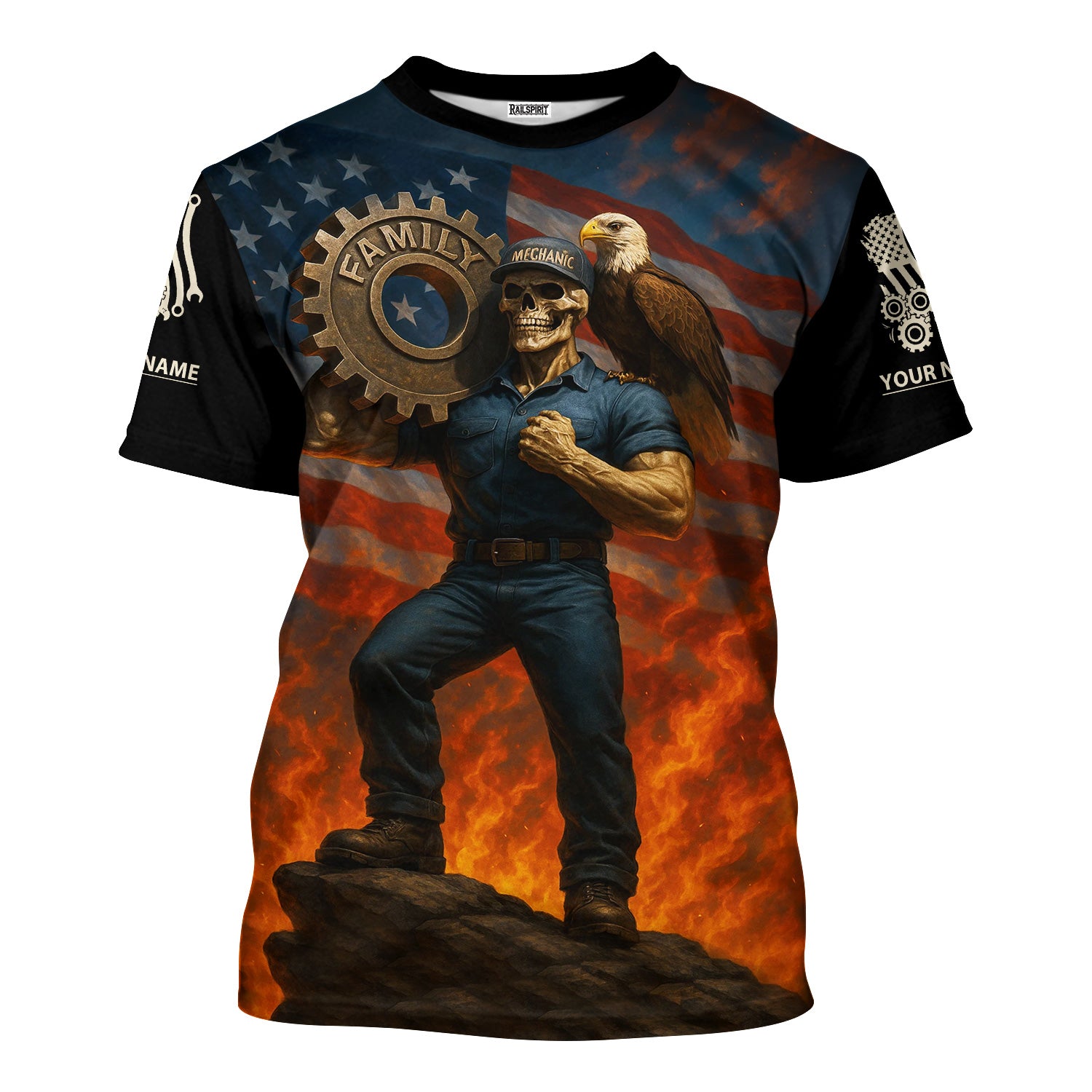 Personalized T-Shirt I'm Proud To Be A Mechanic Love Family And Country USA Flag Design Shirt For Mechanics