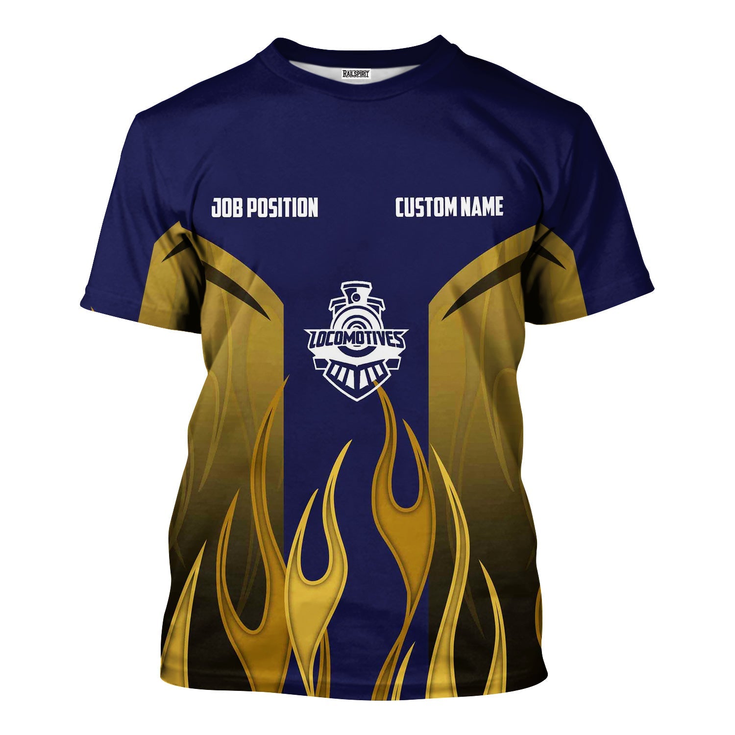 Railspirit Custom Name and Job Title CSX Transportation Railroad T-Shirt Flame Graphic Train Shirt