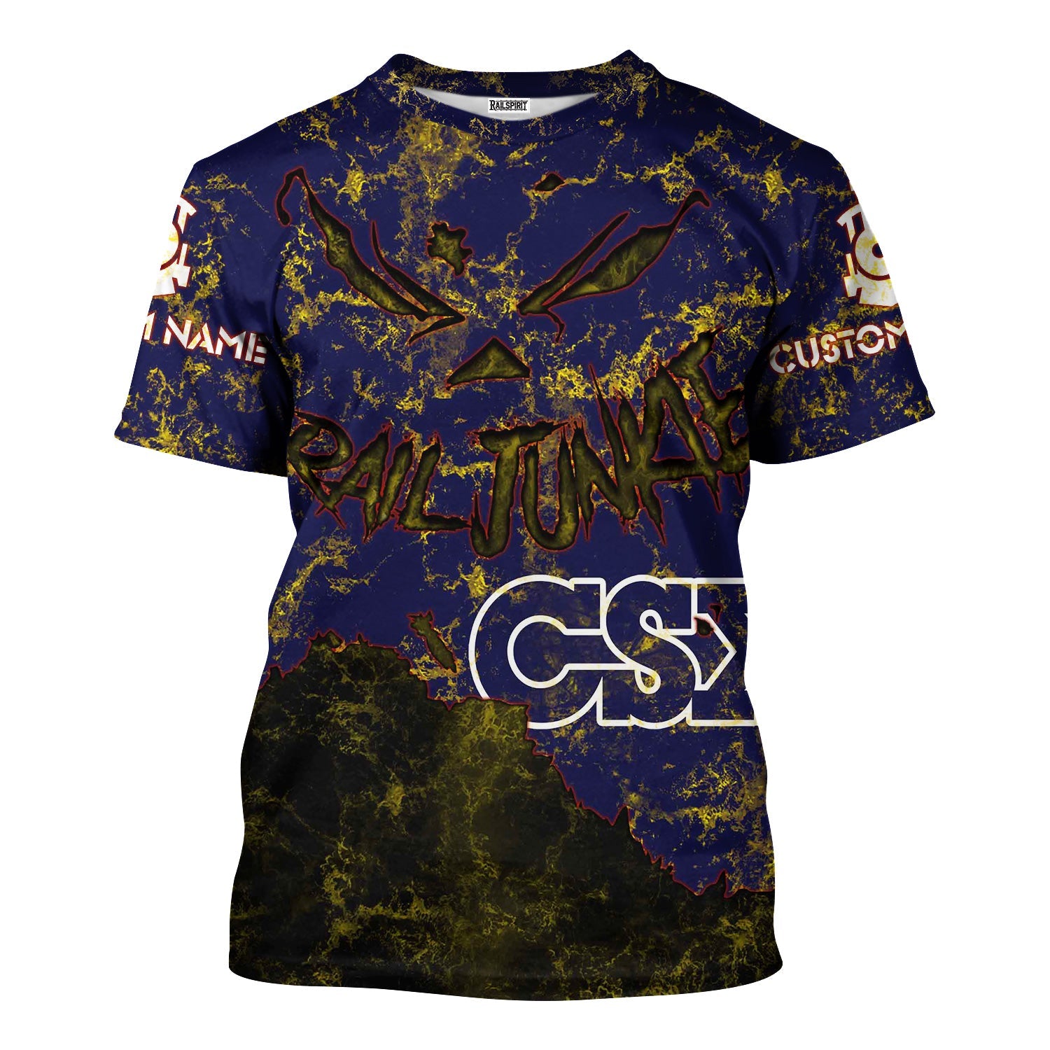 Railspirit Personalized CSX Transportation Railroad T-Shirt Torn Graphic Style Train Shirt For Rail Junkie