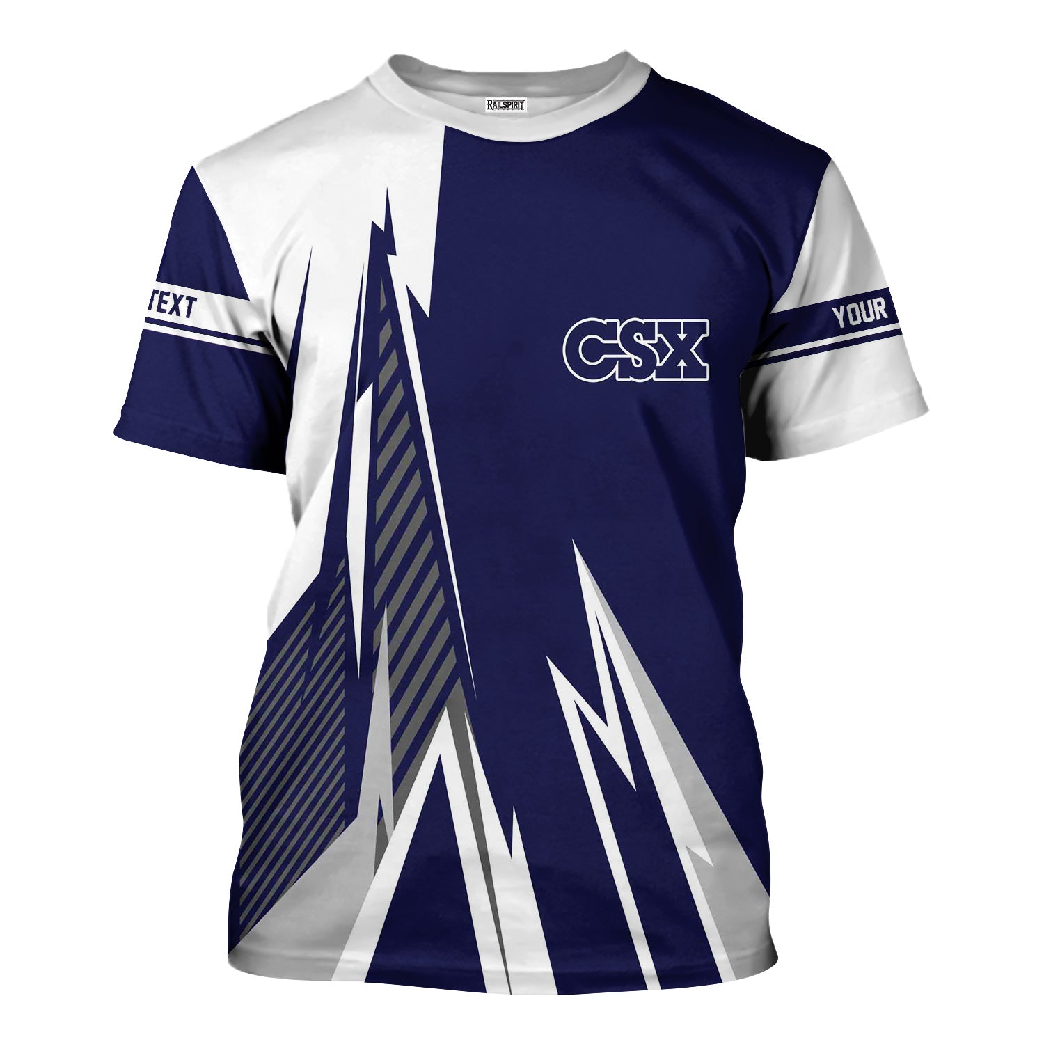 Railspirit Personalized CSX Transportation Railroad T-Shirt Lightning-Inspired Railway Style Shirt For Train Lovers