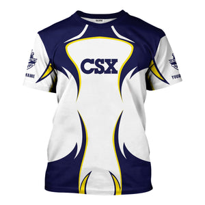 Railspirit Personalized CSX Transportation Railroad T-Shirt Distinctive Flame Style Shirt For Steam Engine Addict