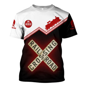 Railspirit Personalized Monon Railroad T Shirt Railroad Crossing Printed Train Track Shirt