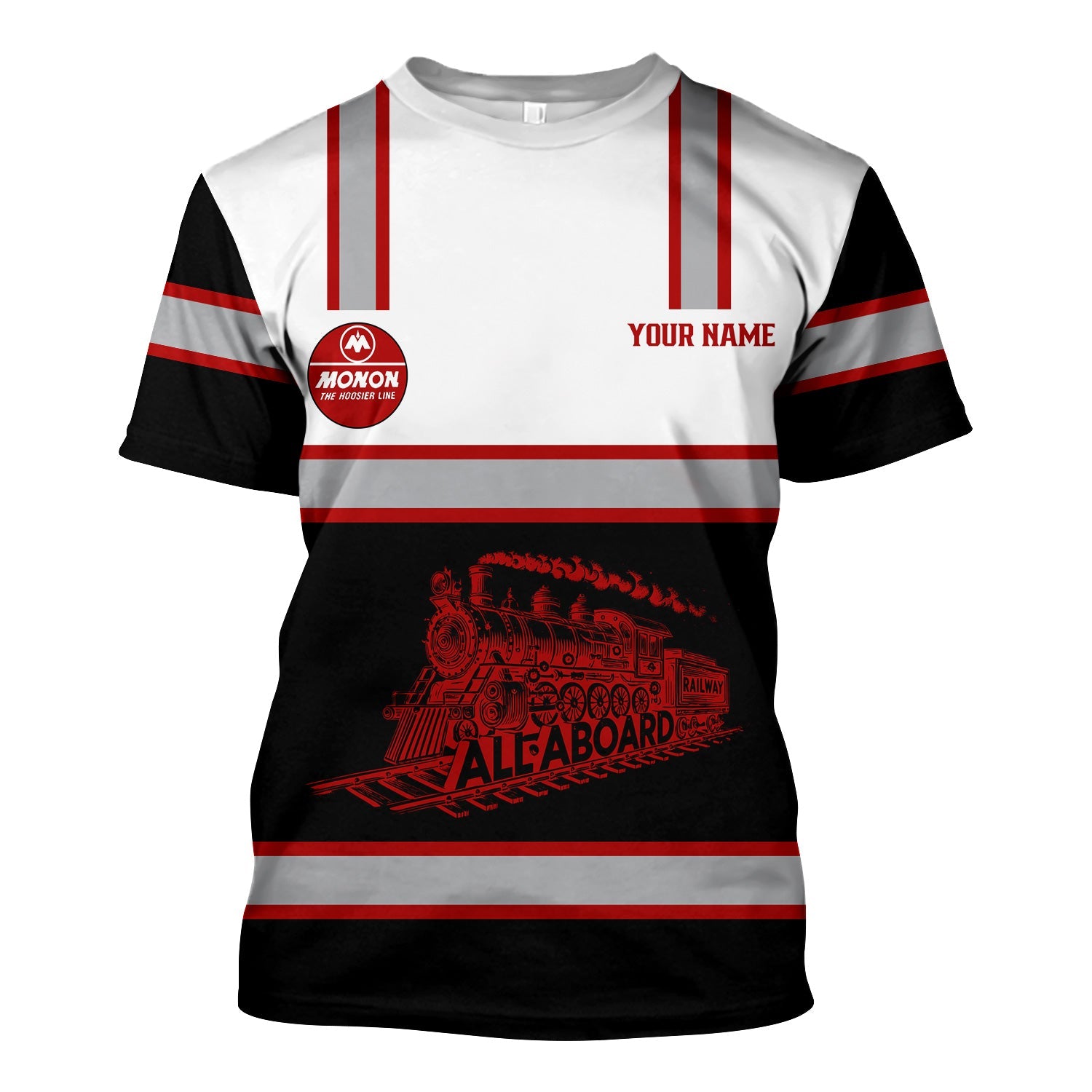 Railspirit Custom Name Monon Railroad T Shirt Eat Train Sleep Repeat Printed Train Shirt