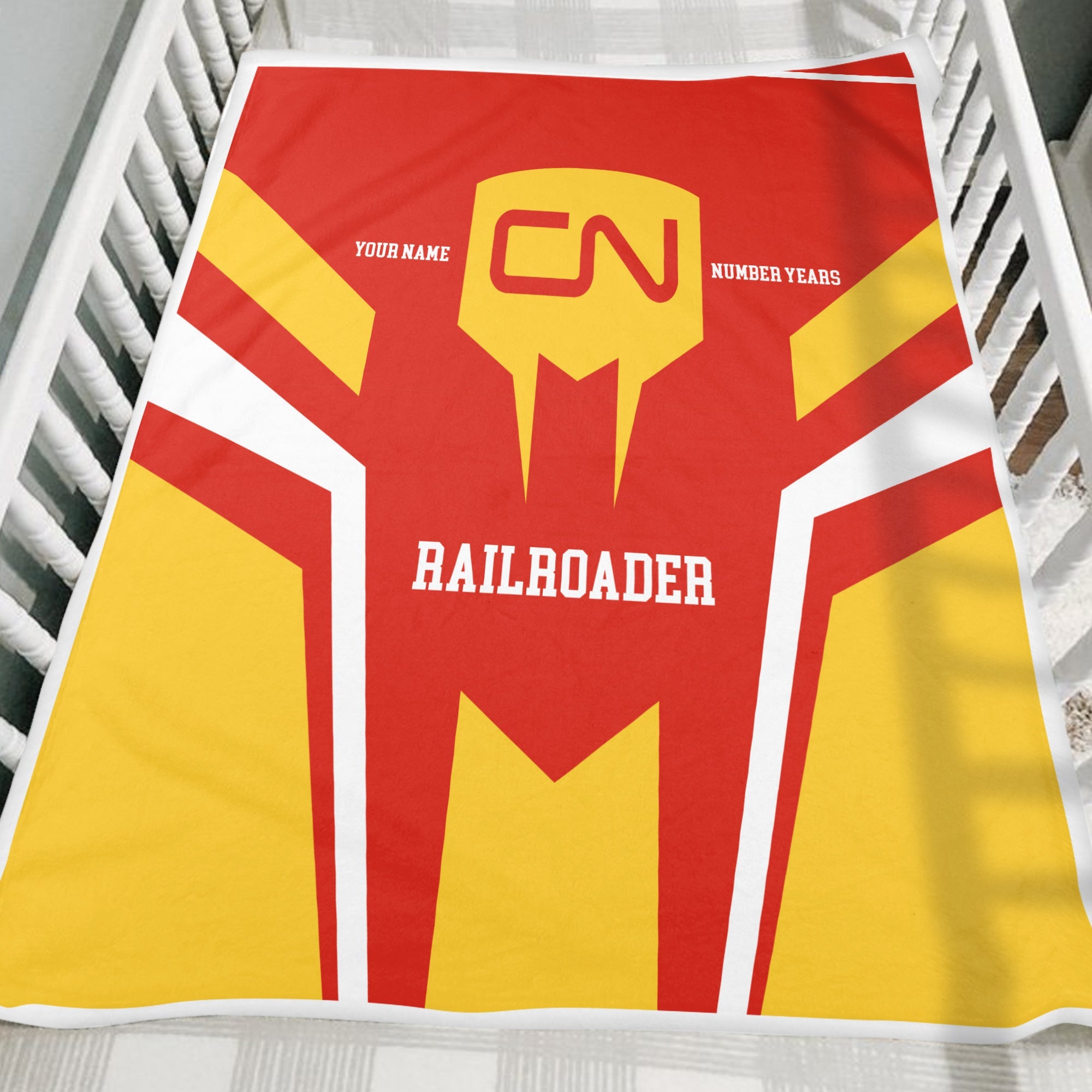 Railspirit Personalized Canadian National Railroad Blanket Custom Year Railroader Gift Idea For Train Lover