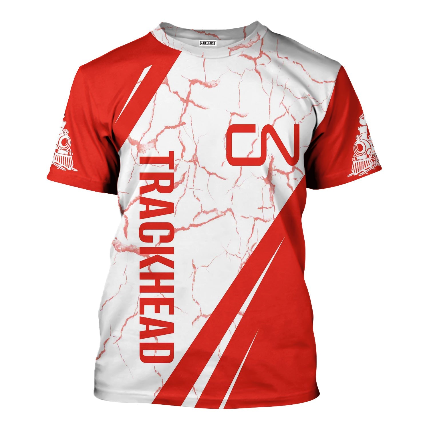 Railspirit Personalized Canadian National Railroad T-Shirt Crackle Texture Style Shirt For Trackhead