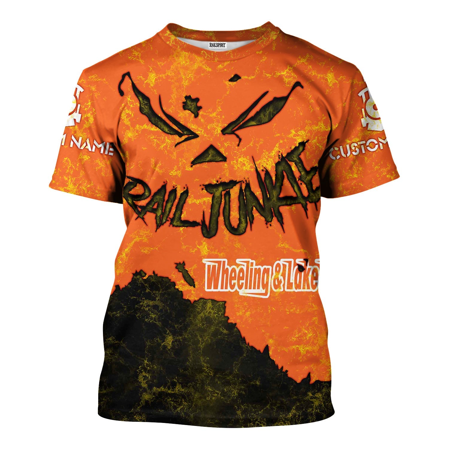 Railspirit Personalized Wheeling And Lake Erie Railroad T-Shirt Torn Graphic Style Train Shirt For Rail Junkie