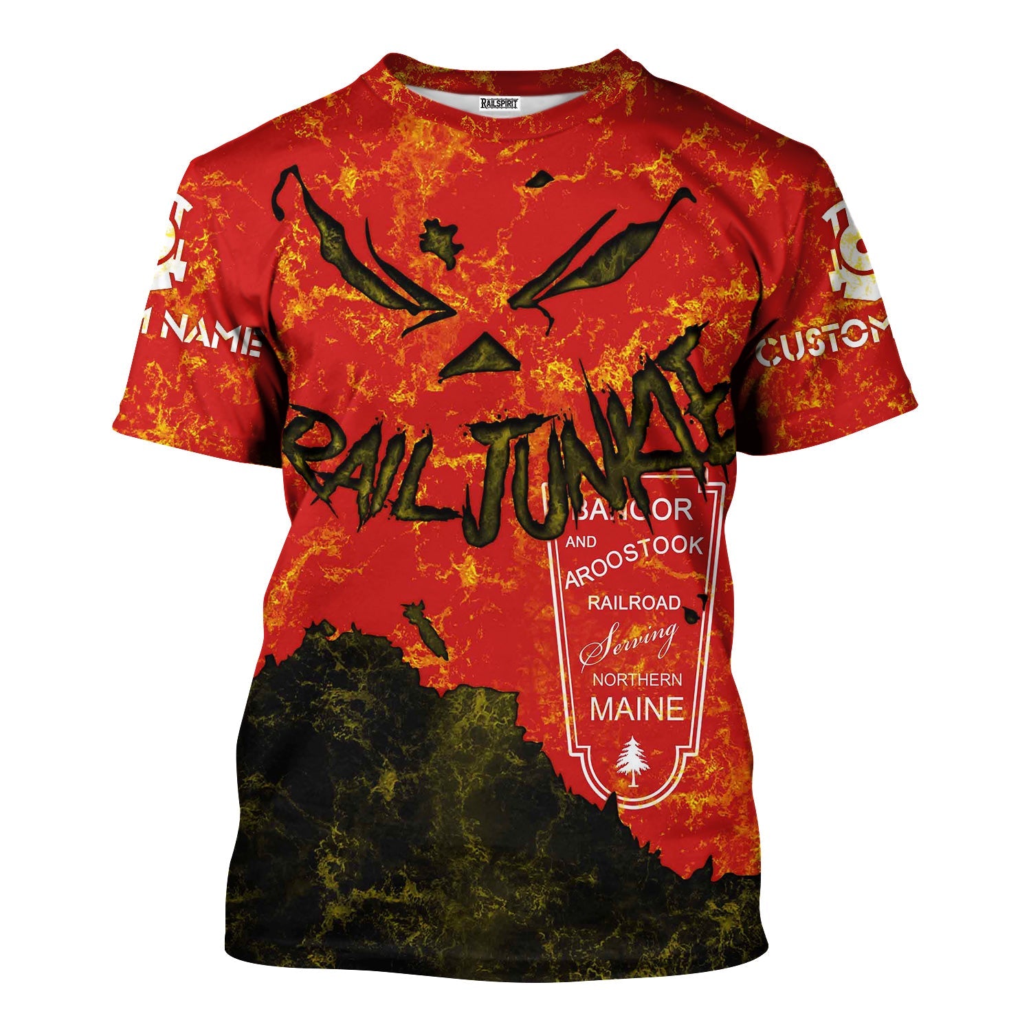 Railspirit Personalized Bangor And Aroostook Railroad T-Shirt Torn Graphic Style Train Shirt For Rail Junkie