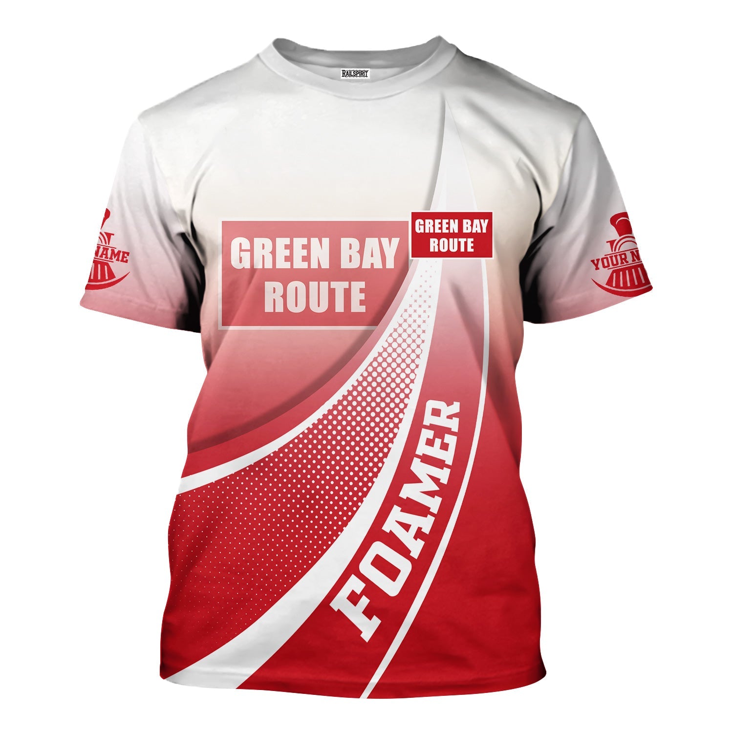Railspirit Personalized Green Bay & Western Railroad T-Shirt Railway-Themed Style Shirt Gift Idea For Trainspotter