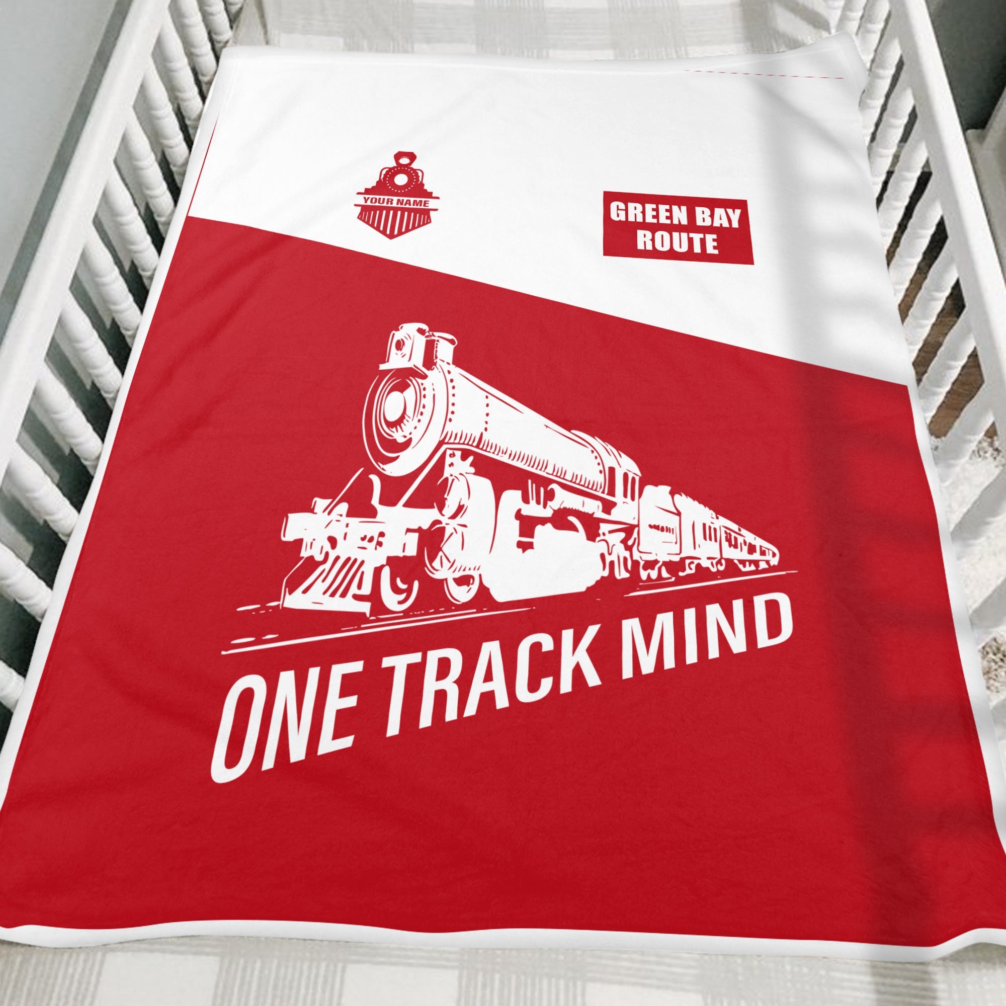 Railspirit Personalized Green Bay & Western Railroad Blanket One Track Mind Train Blanket Gift Idea For Train Lover