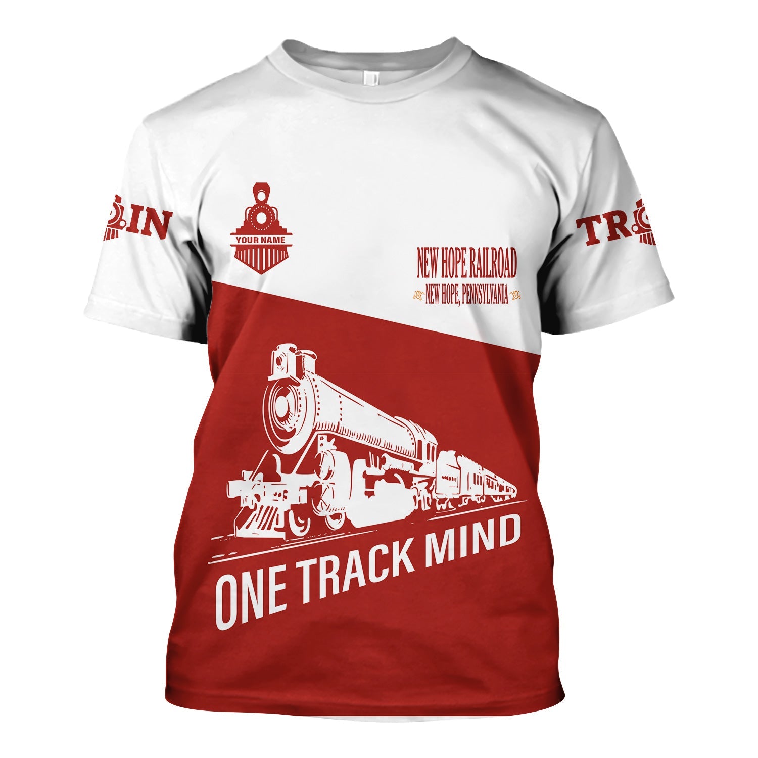 Railspirit Personalized New Hope Railroad T Shirt One Track Mind Unisex Train Shirt Gift Idea For Train Lover