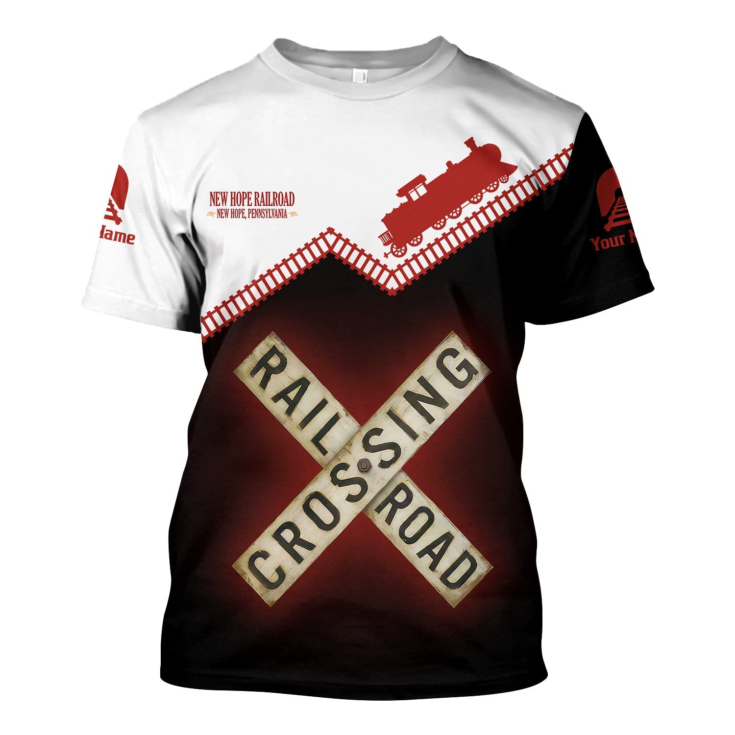 Railspirit Personalized New Hope Railroad T Shirt Railroad Crossing Printed Train Track Shirt