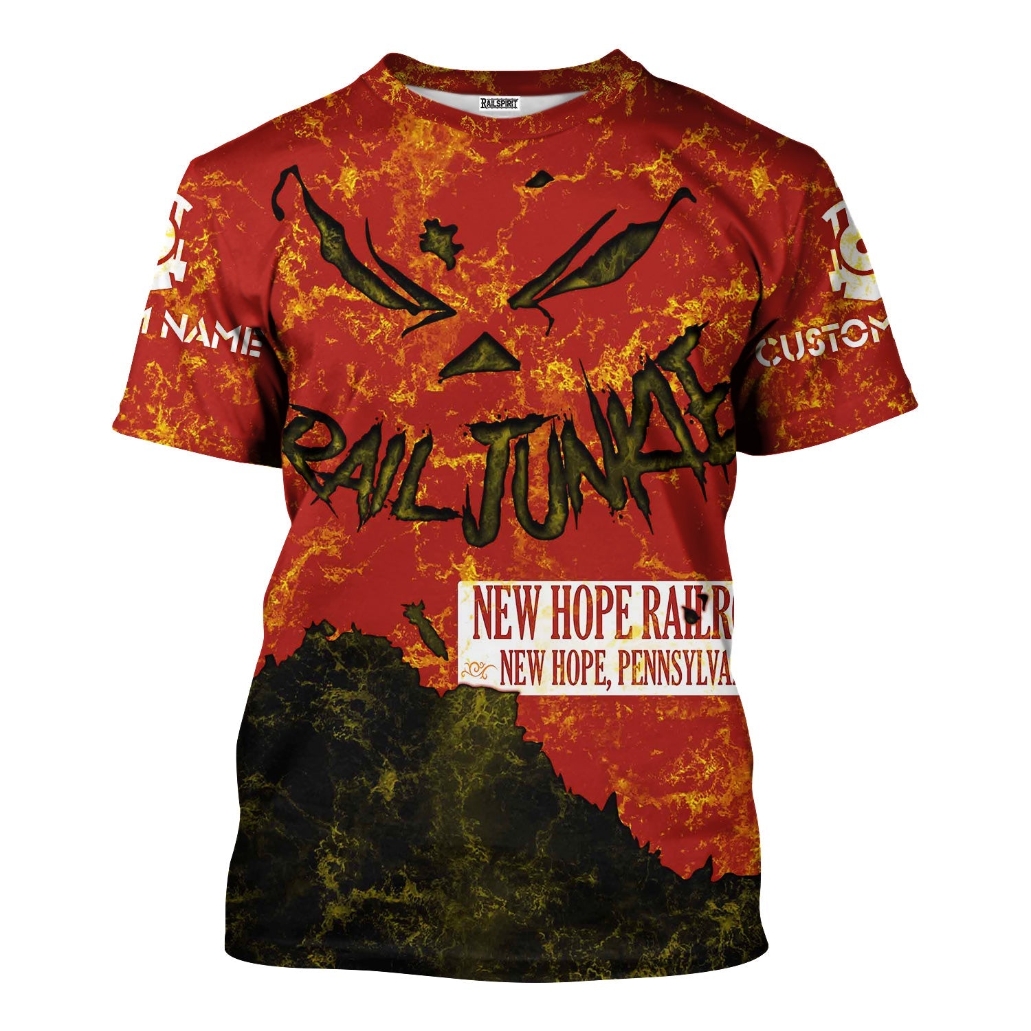 Railspirit Personalized New Hope Railroad T-Shirt Torn Graphic Style Train Shirt For Rail Junkie