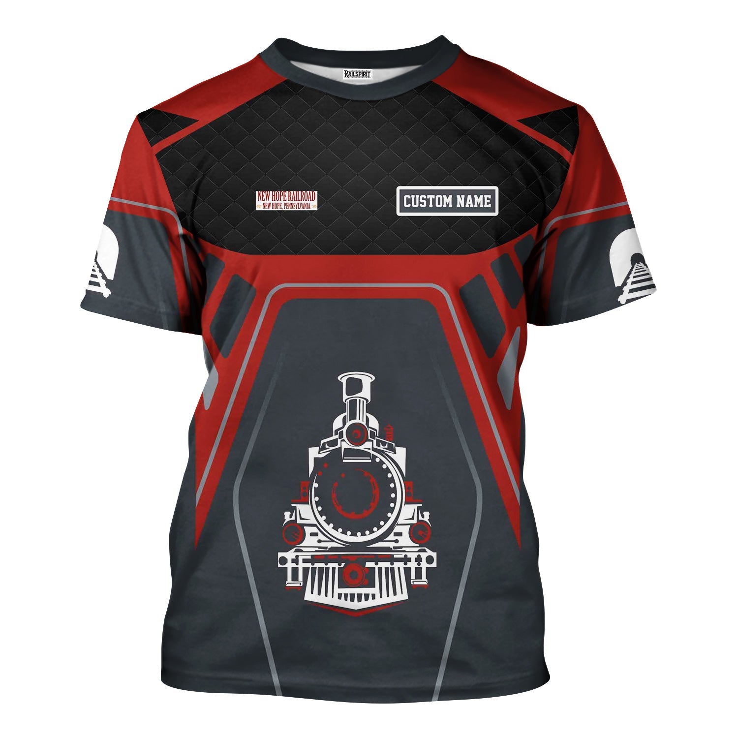 Railspirit Personalized New Hope Railroad T-Shirt Steam Locomotive Engine Graphic Train Shirt All Over Print