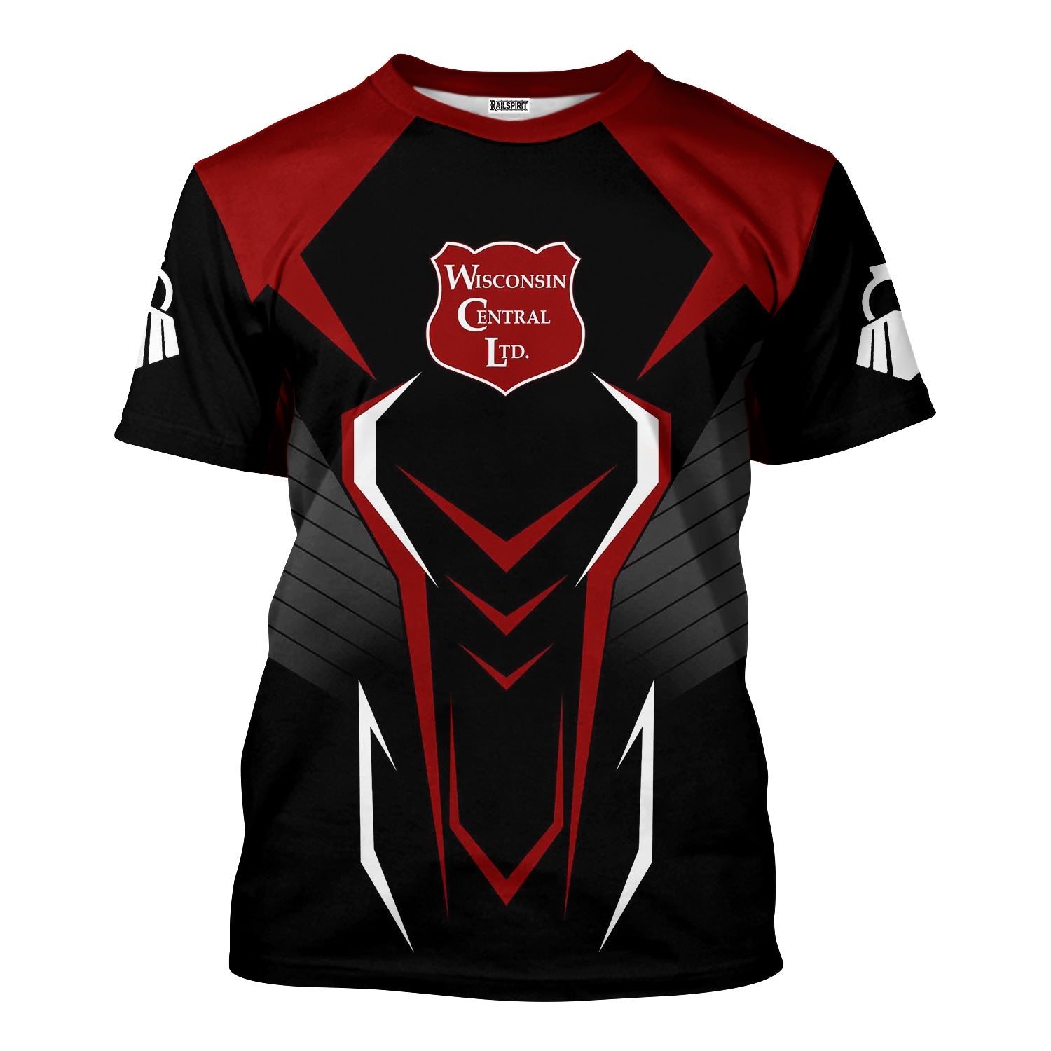 Railspirit Personalized Wisconsin Central Ltd Railroad T-Shirt Dynamic Design Style Perfect Shirt for Train Enthusiasts