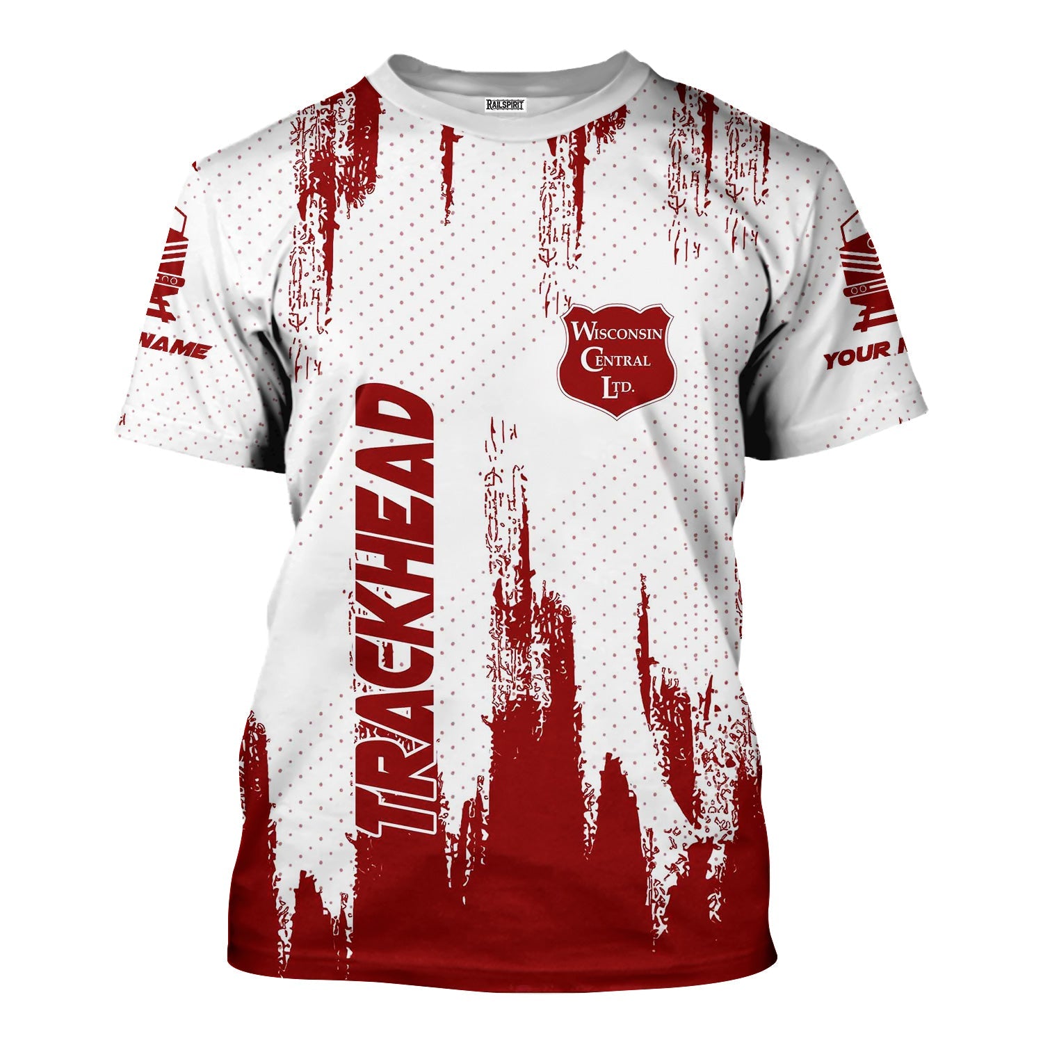 Railspirit Personalized Wisconsin Central Ltd Railroad T-Shirt Paint Impact Design Train Shirt for Trackhead