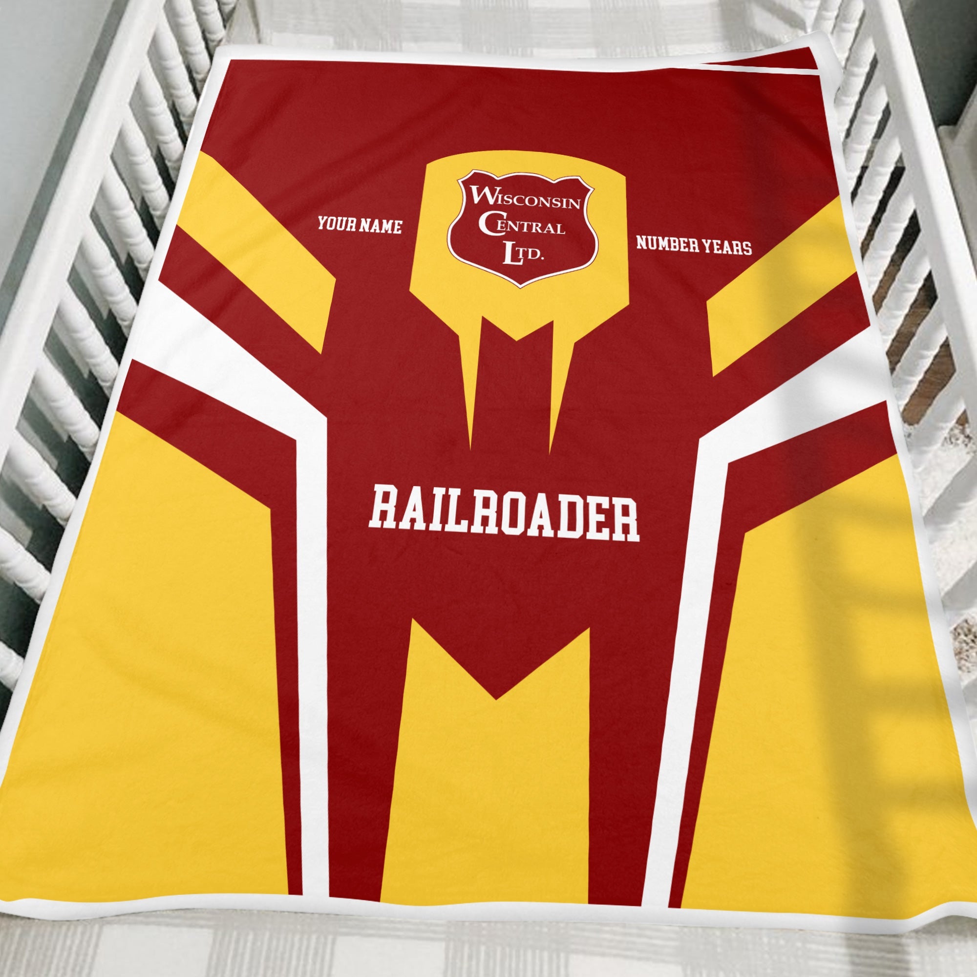 Railspirit Personalized Wisconsin Central Ltd Railroad Blanket Custom Year Railroader Gift Idea For Train Lover