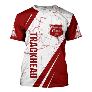Railspirit Personalized Wisconsin Central Ltd Railroad T-Shirt Crackle Texture Style Shirt For Trackhead