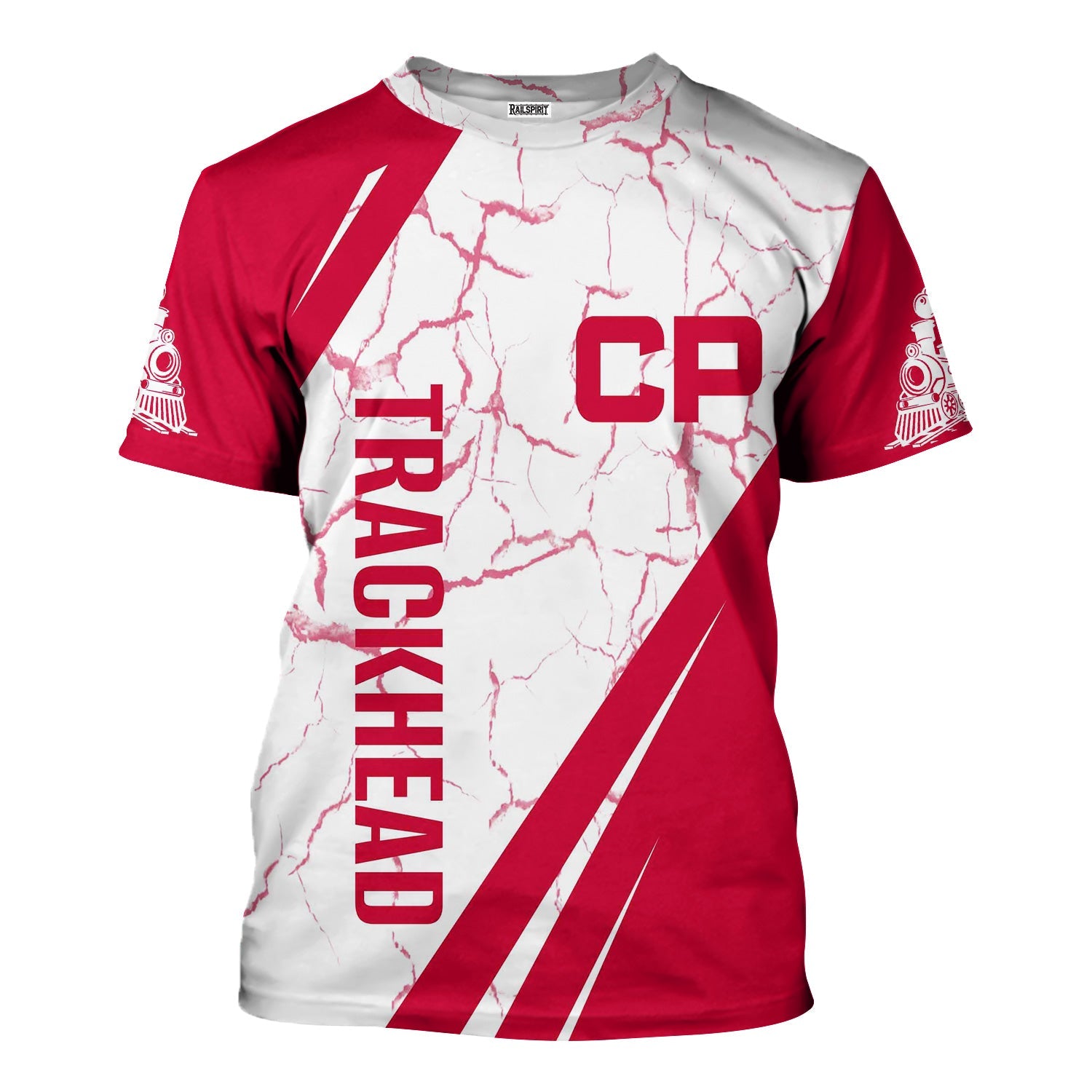 Railspirit Personalized Canadian Pacific Railroad T-Shirt Crackle Texture Style Shirt For Trackhead
