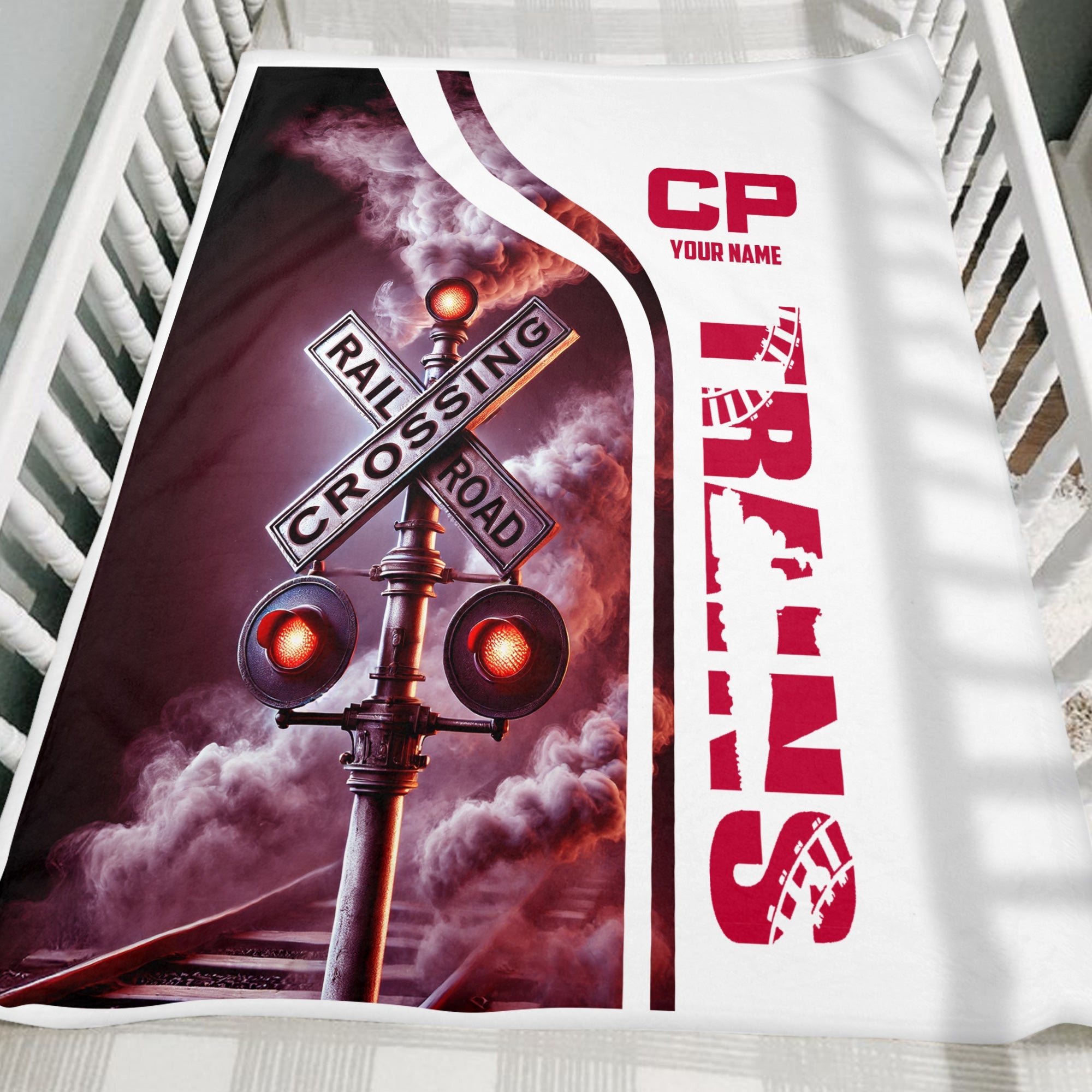 Railspirit Personalized Canadian Pacific Railroad Blanket Railroad Crossing Sign Blanket All Over Print