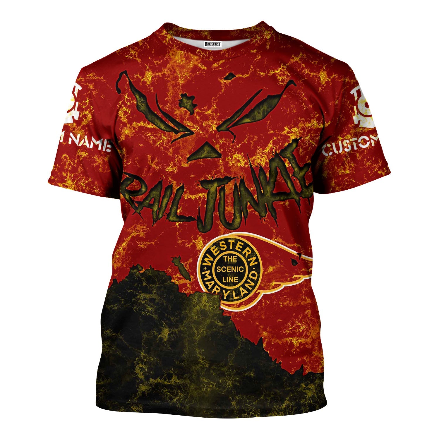 Railspirit Personalized Western Maryland Railway T-Shirt Torn Graphic Style Train Shirt For Rail Junkie