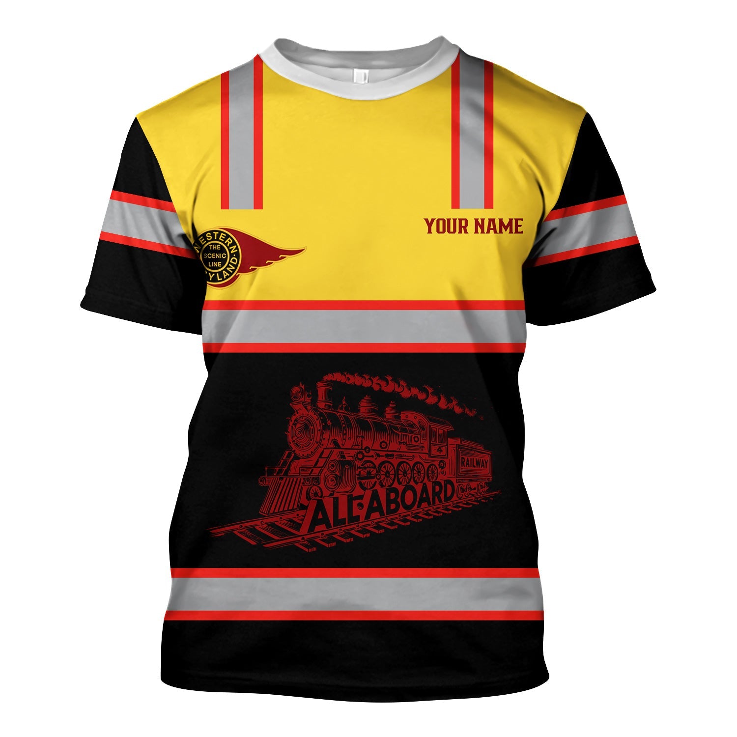 Railspirit Custom Name Western Maryland Railway T Shirt Eat Train Sleep Repeat Printed Train Shirt