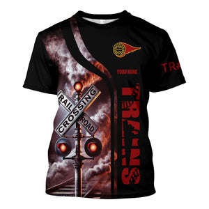 Railspirit Custom Name Western Maryland Railway T Shirt Railroad Crossing Sign Train Shirt All Over Print