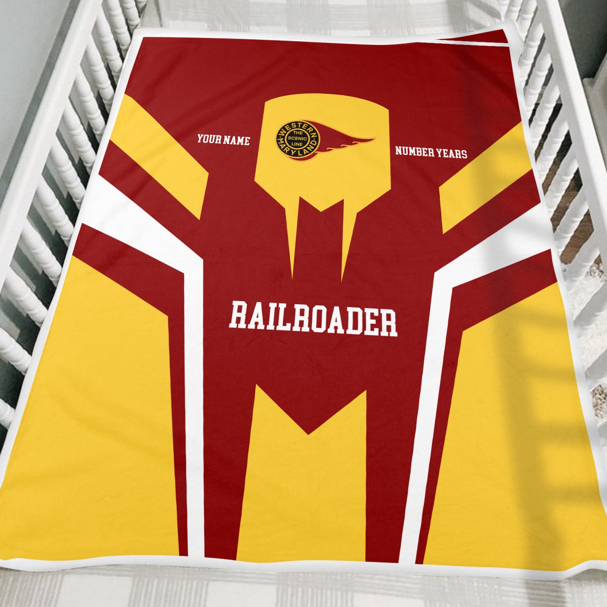 Railspirit Personalized Western Maryland Railway Blanket Custom Year Railroader Gift Idea For Train Lover