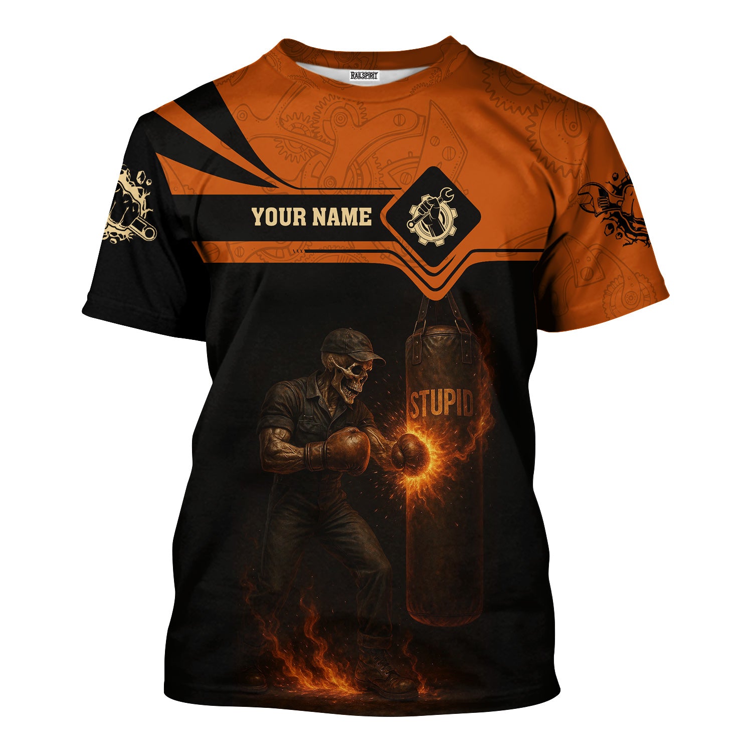 Personalized T-Shirt Mechanic Fighting The Forces Of Stupid Everyday Boxing Funny Design Shirt For Mechanics