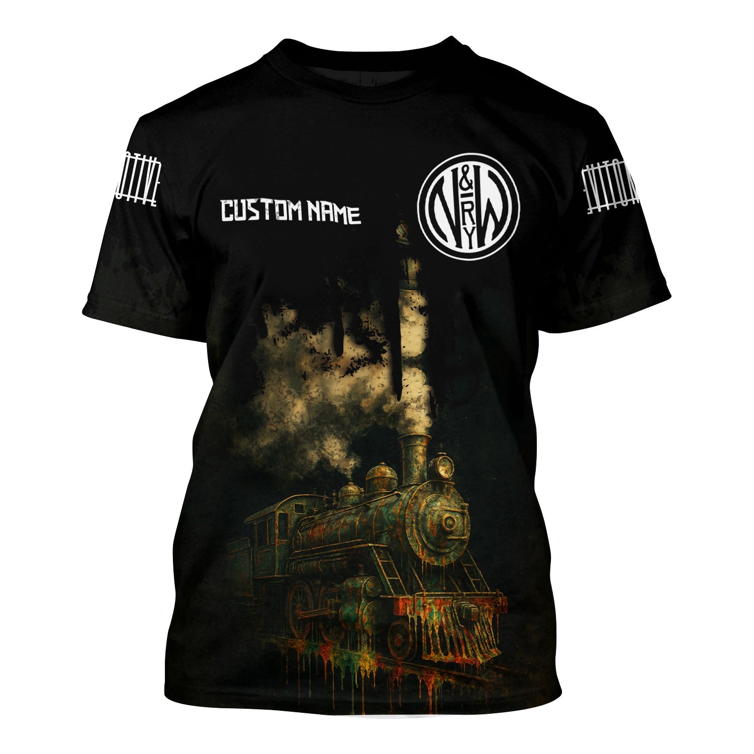 Railspirit Personalized Norfolk and Western Railway T-Shirt Vintage Train Art Style N&W Shirt For Locomotive Fans
