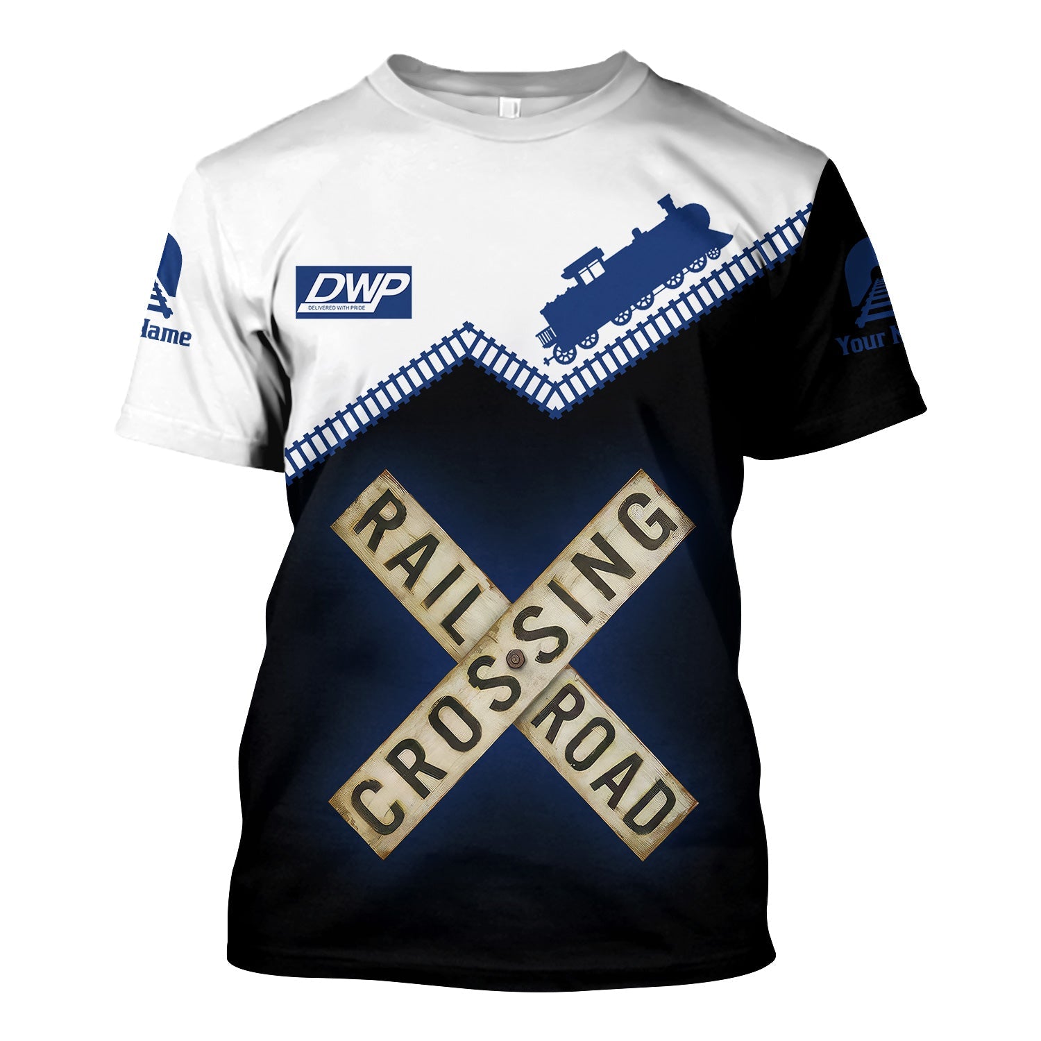 Railspirit Personalized Duluth, Winnipeg and Pacific Railway T Shirt Railroad Crossing Printed Train Track Shirt