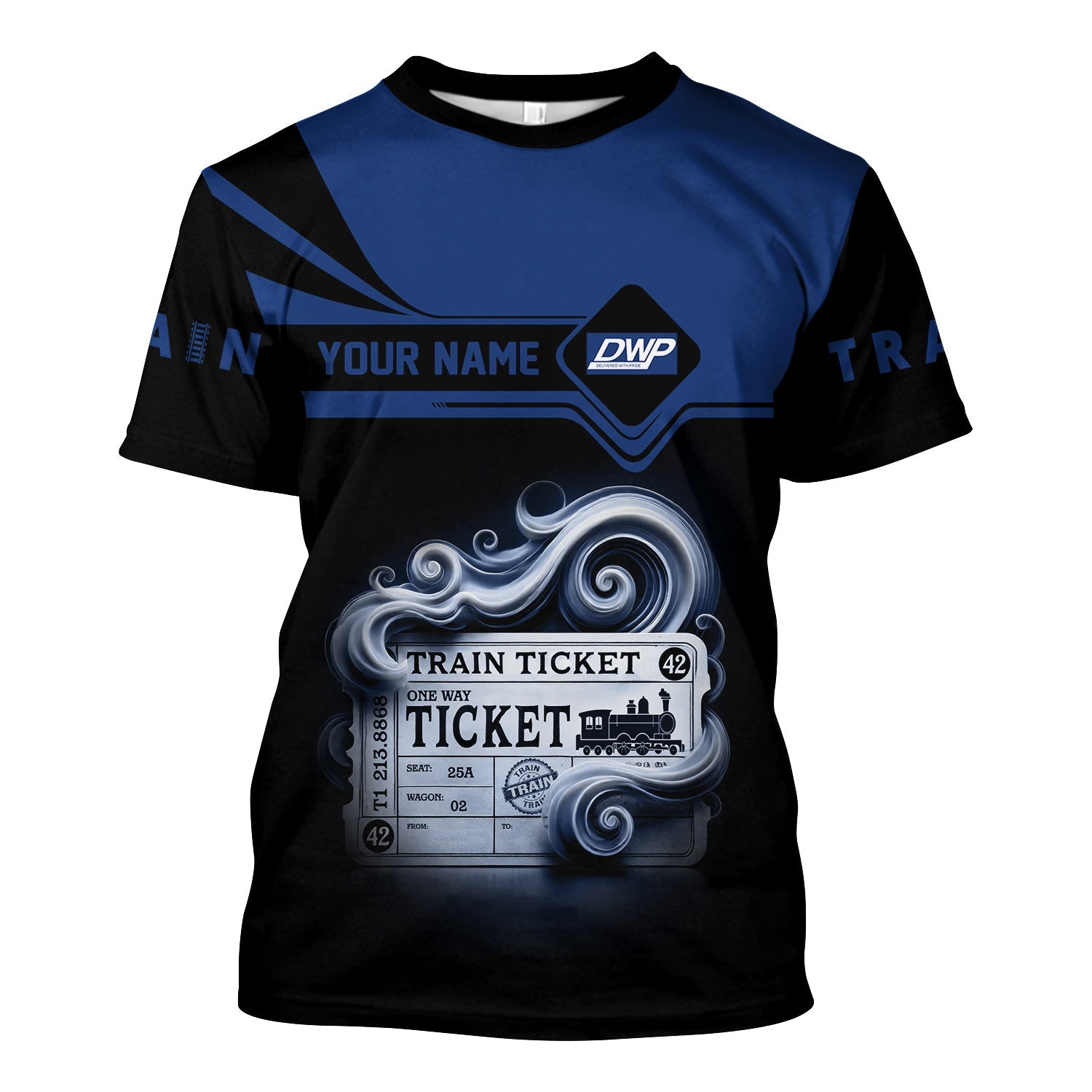 Railspirit Personalized Duluth, Winnipeg and Pacific Railway T Shirt Train Ticket American Locomotive Printed Train