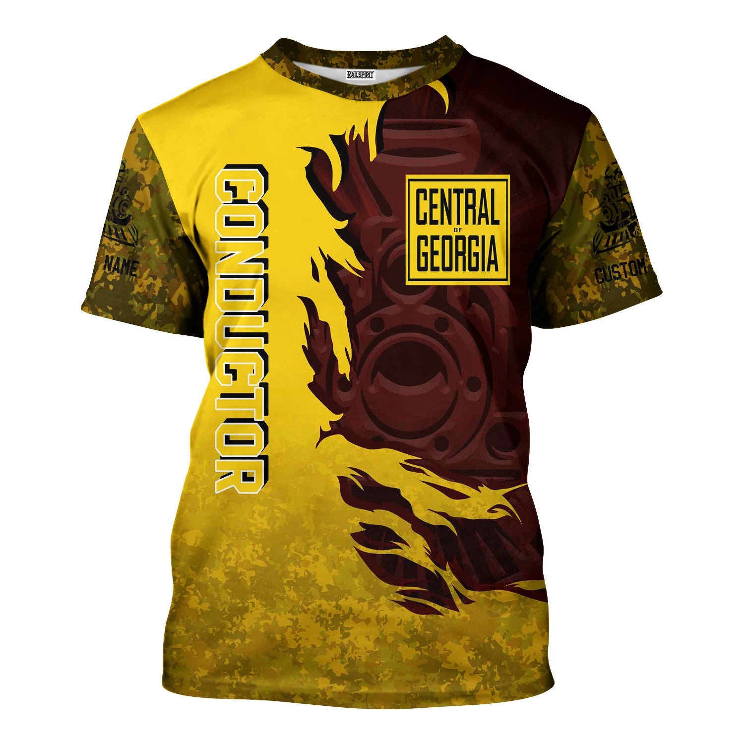 Railspirit Personalized Central of Georgia Railway T-Shirt Blazing Style with Custom Position Train Shirt
