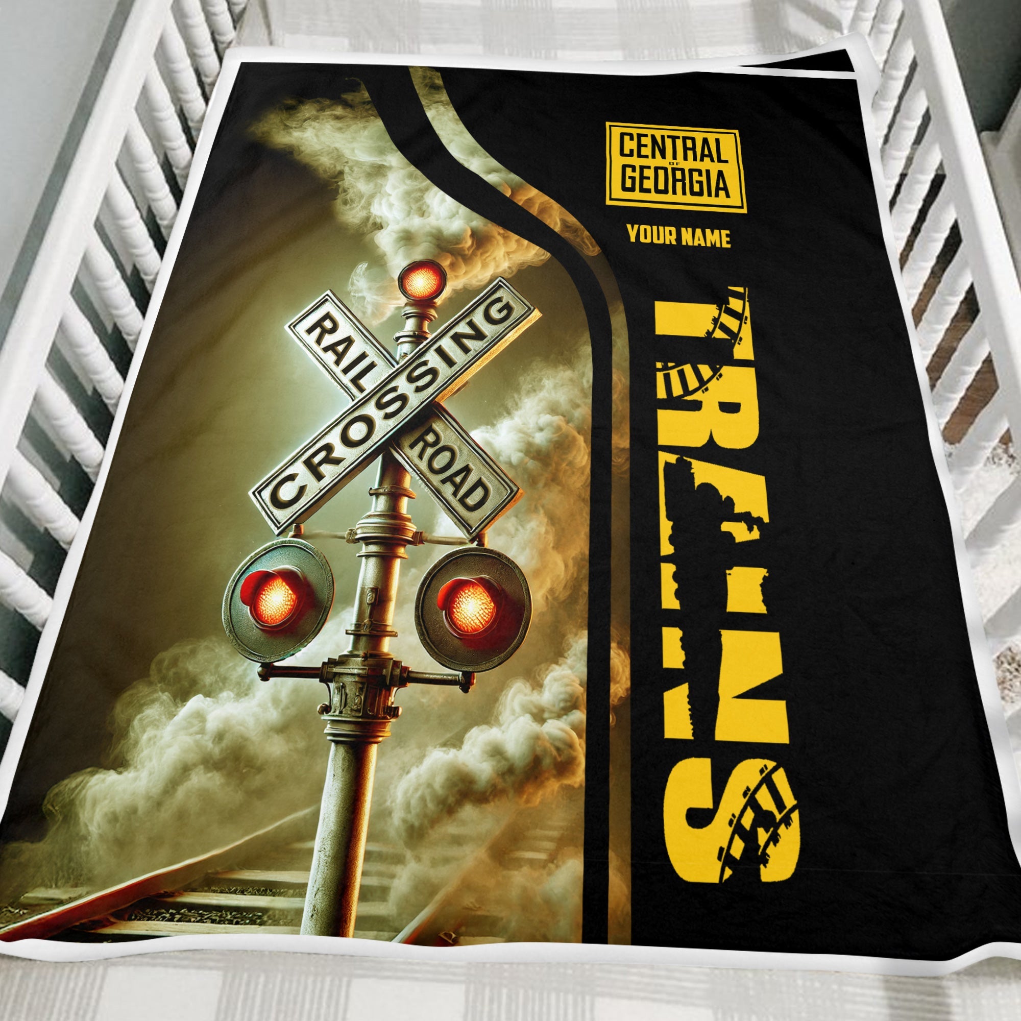 Railspirit Personalized Central of Georgia Railway Blanket Railroad Crossing Sign Blanket All Over Print