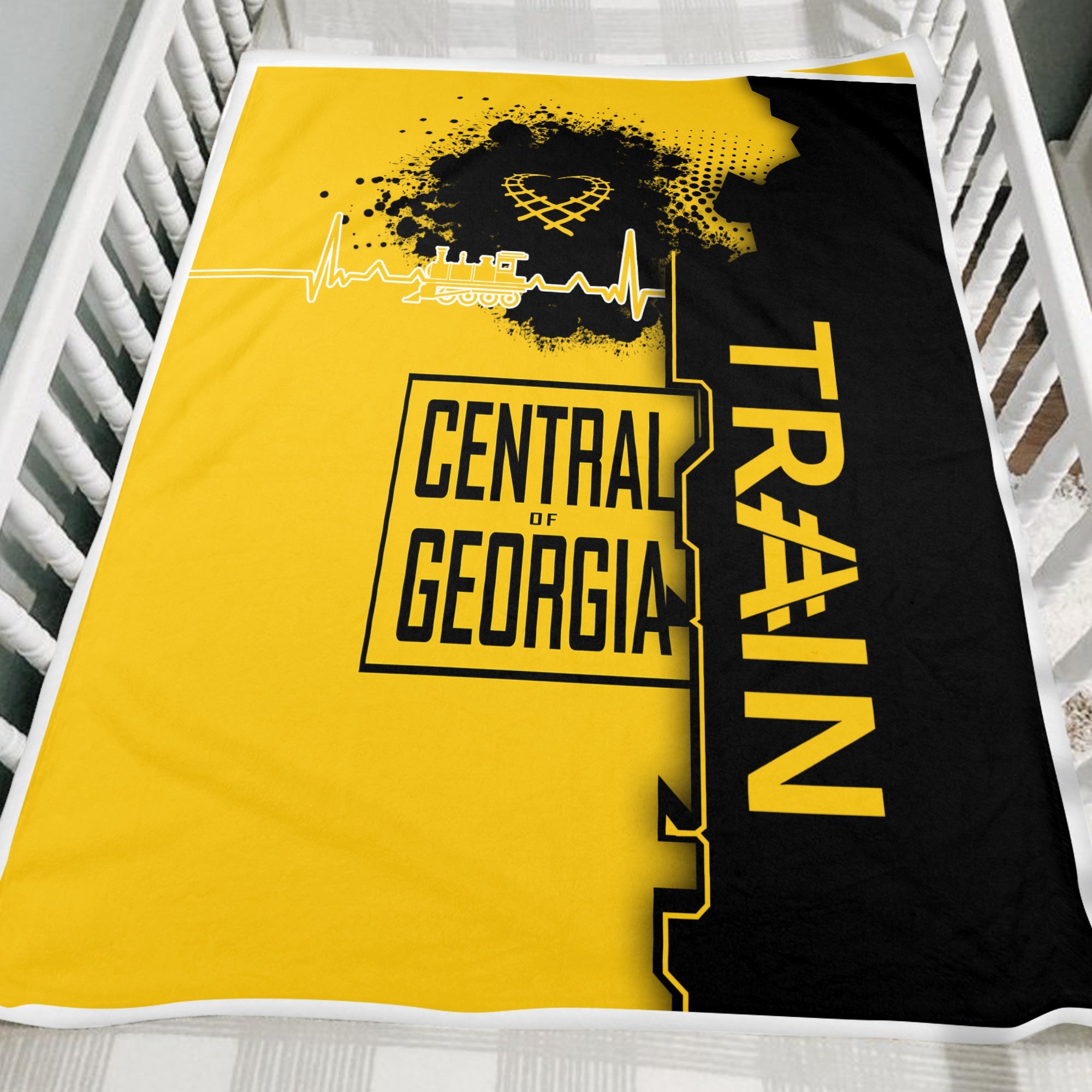 Railspirit Central of Georgia Railway Blanket Engine Heartbeat and Track Love Style Blanket Gift Idea For Train Lovers