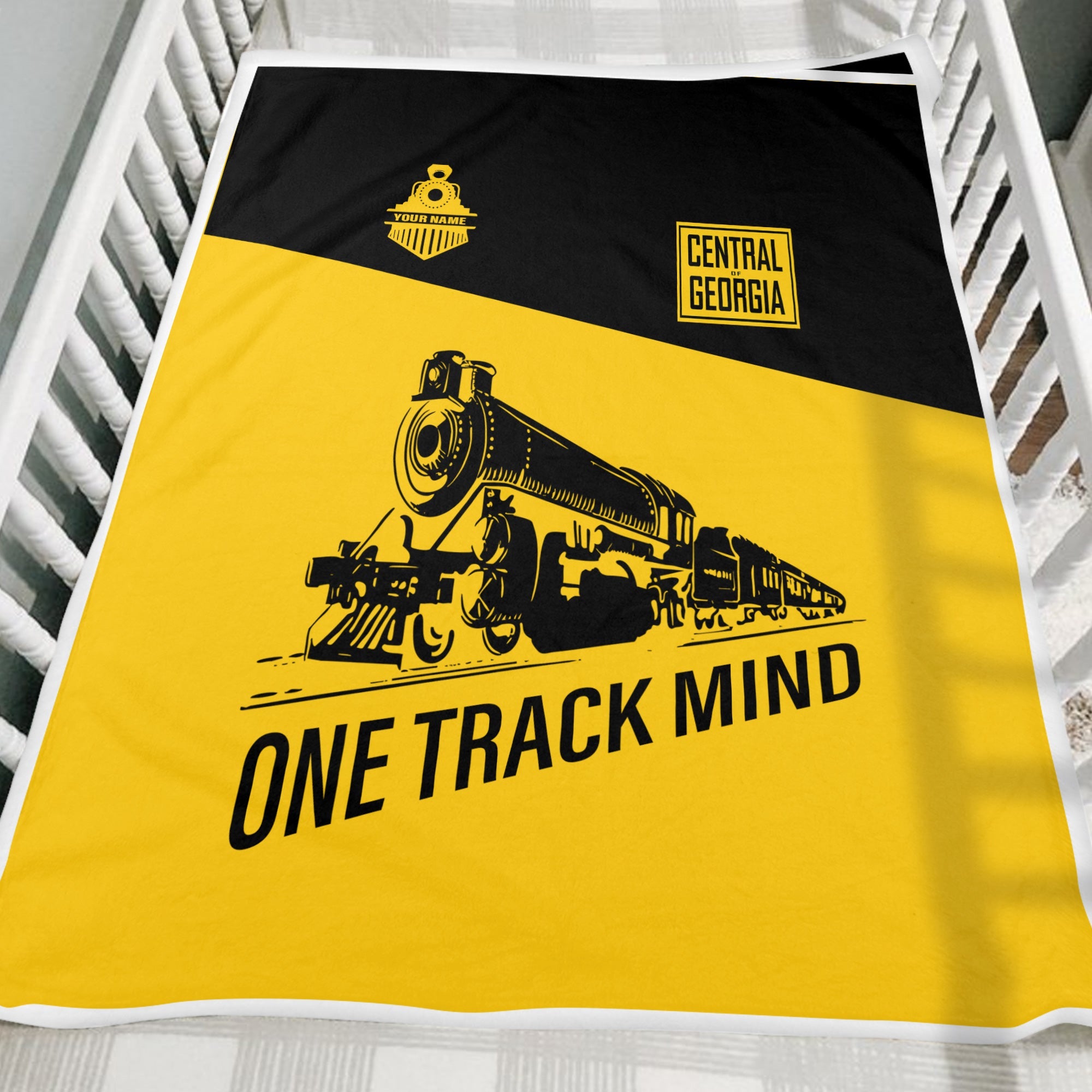 Railspirit Personalized Central of Georgia Railway Blanket One Track Mind Train Blanket Gift Idea For Train Lover