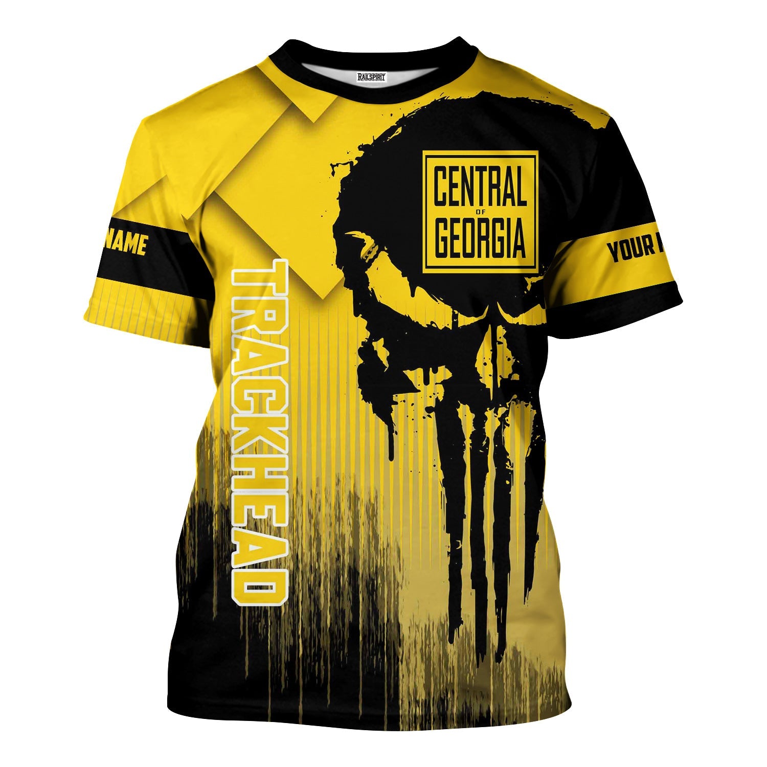 Railspirit Personalized Central of Georgia Railway T-Shirt Skull Design with Custom Job Train Shirt for Trackhead Crew