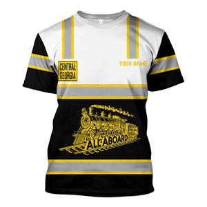 Railspirit Custom Name Central of Georgia Railway T Shirt Eat Train Sleep Repeat Printed Train Shirt