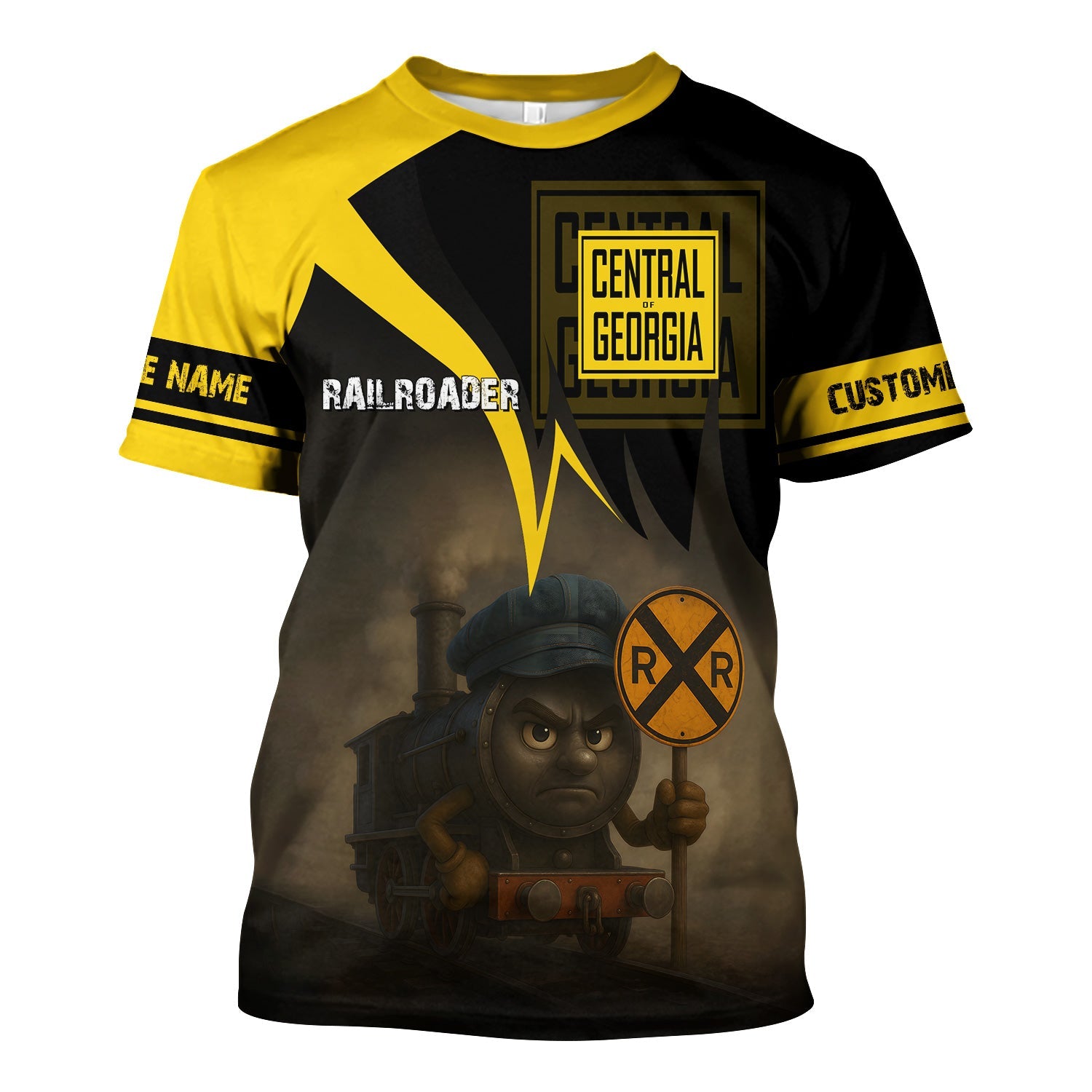 Railspirit Personalized Central of Georgia Railway T-Shirt Angry Train Shirt Gift Idea For Train Lover