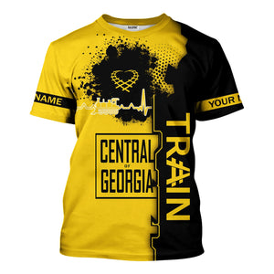 Railspirit Personalized Central of Georgia Railway T-Shirt Engine Heartbeat and Track Love Style Shirt Gift Idea For Train Lovers