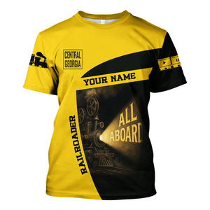 Railspirit Personalized Central of Georgia Railway T-Shirt All Aboard Steam Train Movie Projector Style Shirt