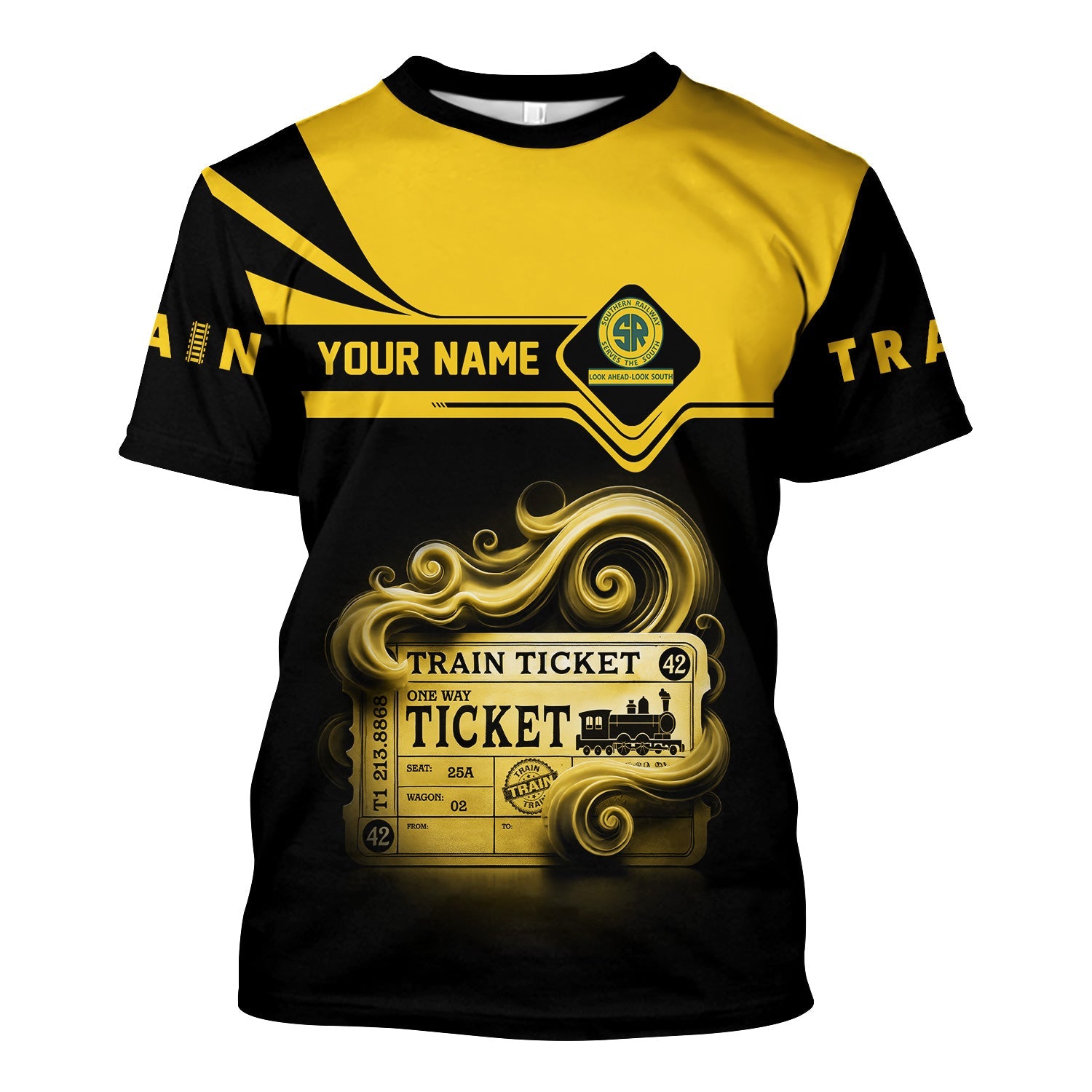Railspirit Personalized Southern Railway U.S T Shirt Train Ticket American Locomotive Printed Train