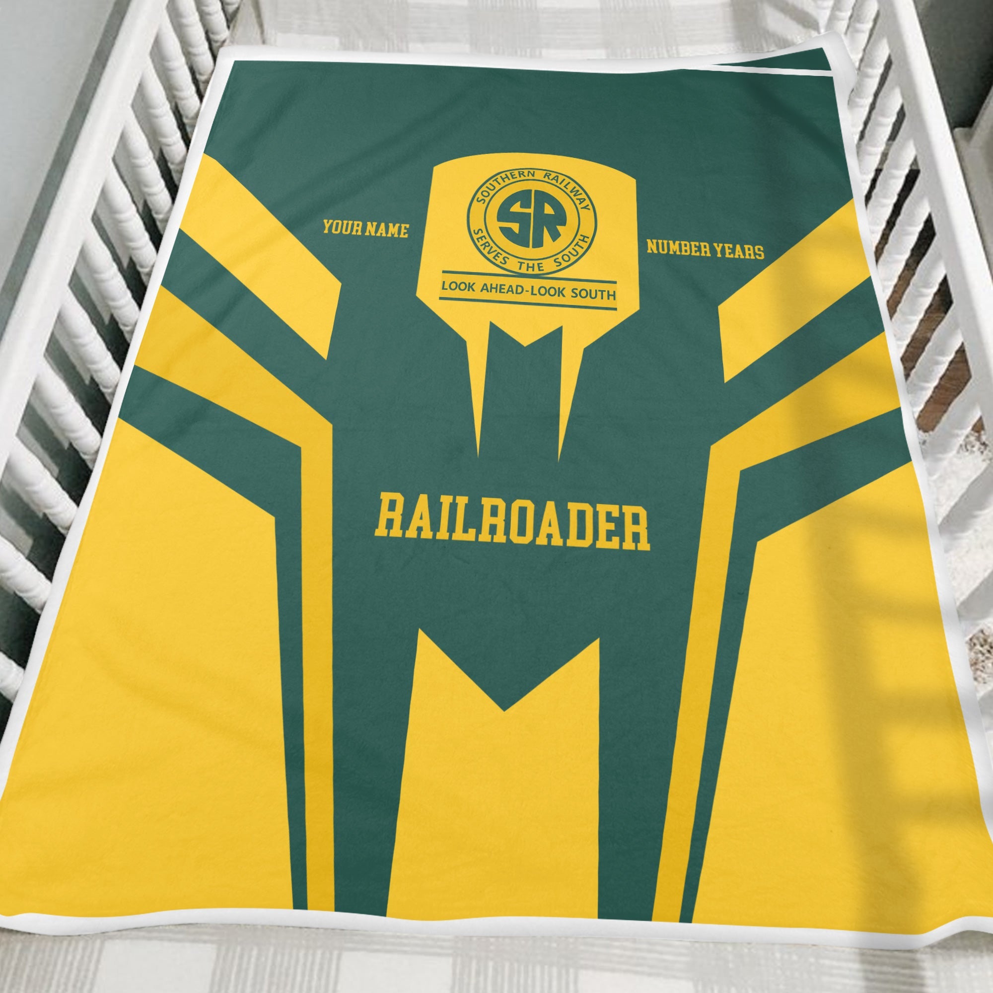 Railspirit Personalized Southern Railway U.S Blanket Custom Year Railroader SOU Gift Idea For Train Lover