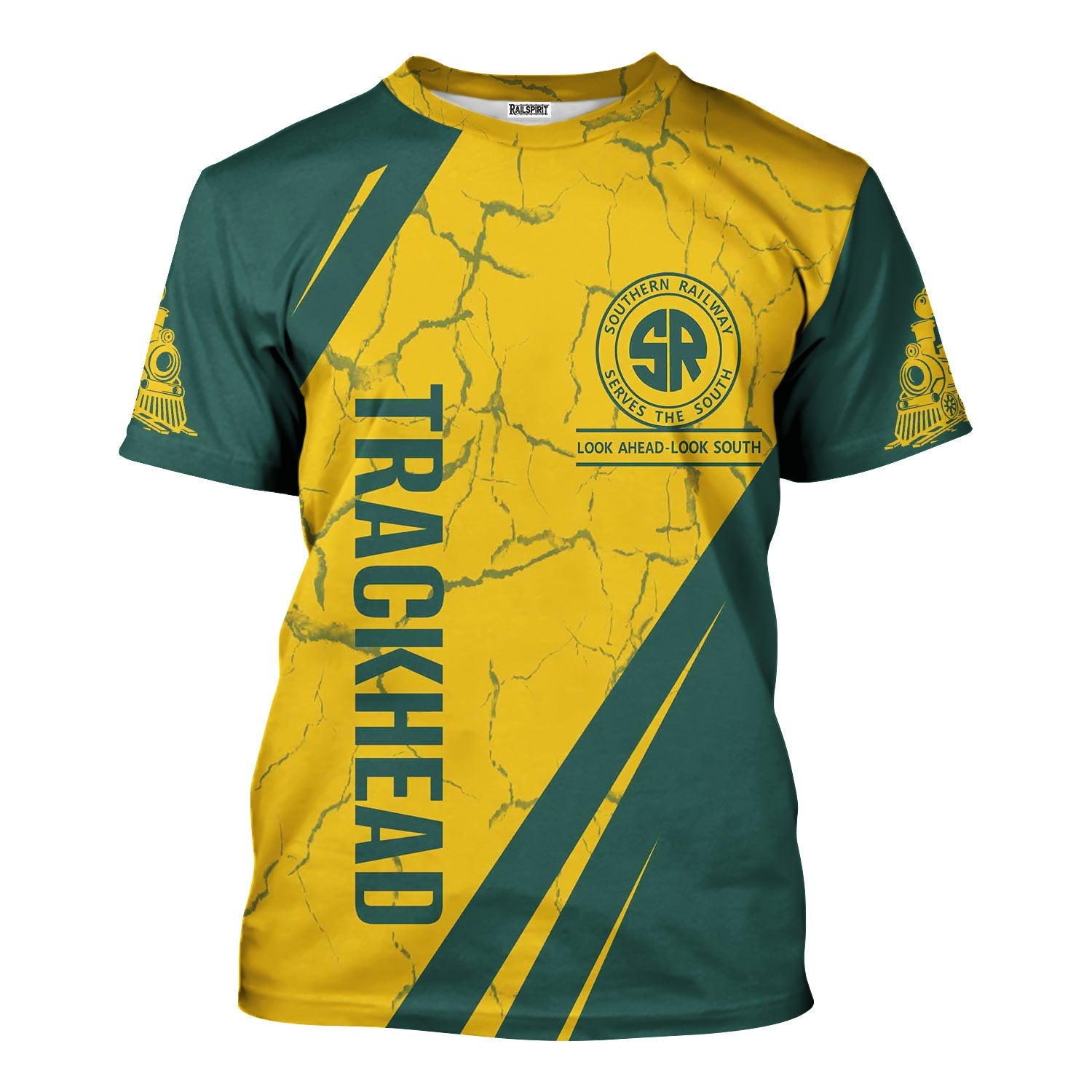 Railspirit Personalized Southern Railway U.S T-Shirt Crackle Texture Style SOU Shirt For Trackhead