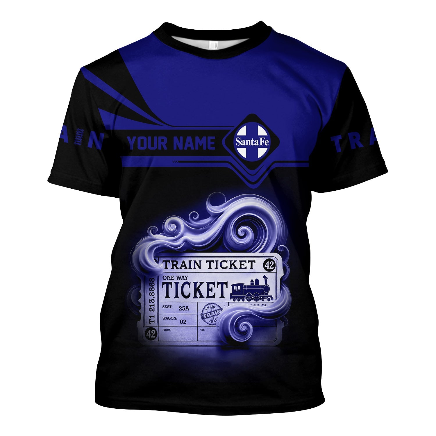 Railspirit Personalized Santa Fe Railway T Shirt Train Ticket American Locomotive Printed Train
