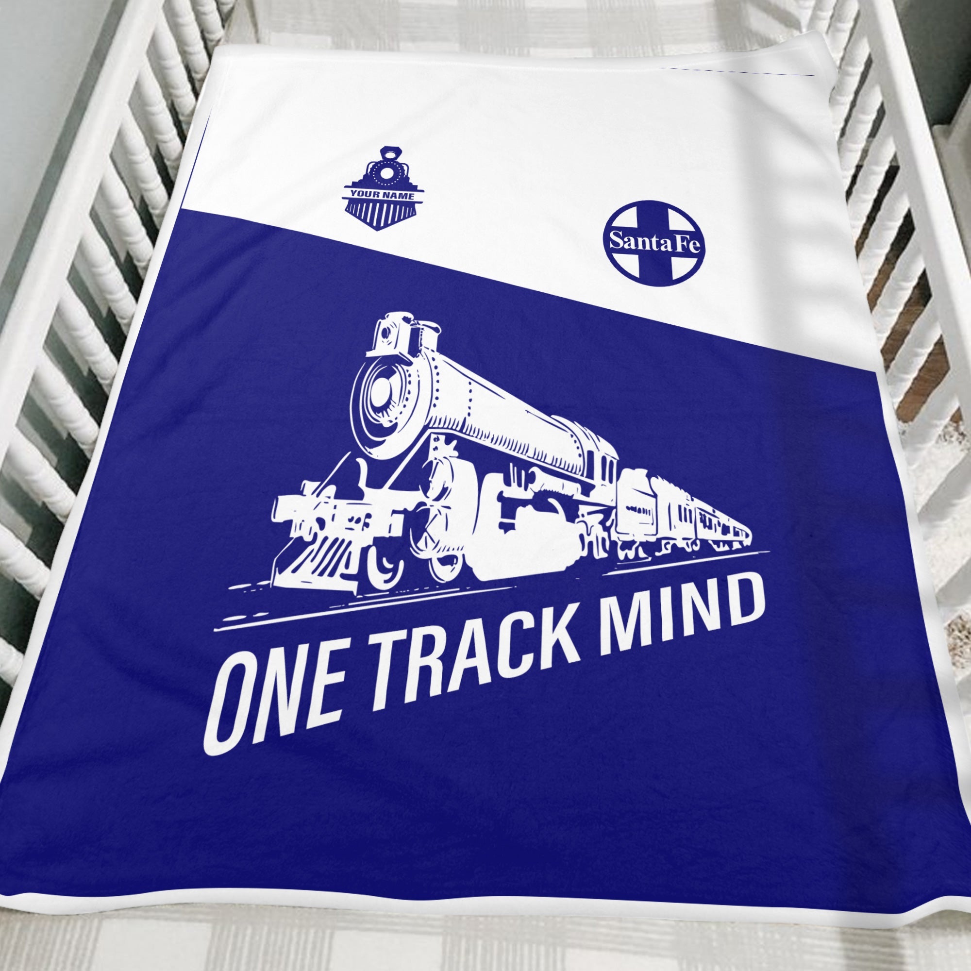 Railspirit Personalized Santa Fe Railway Blanket One Track Mind Atchison, Topeka and Santa Fe Railway Train Blanket Gift Idea For Train Lover
