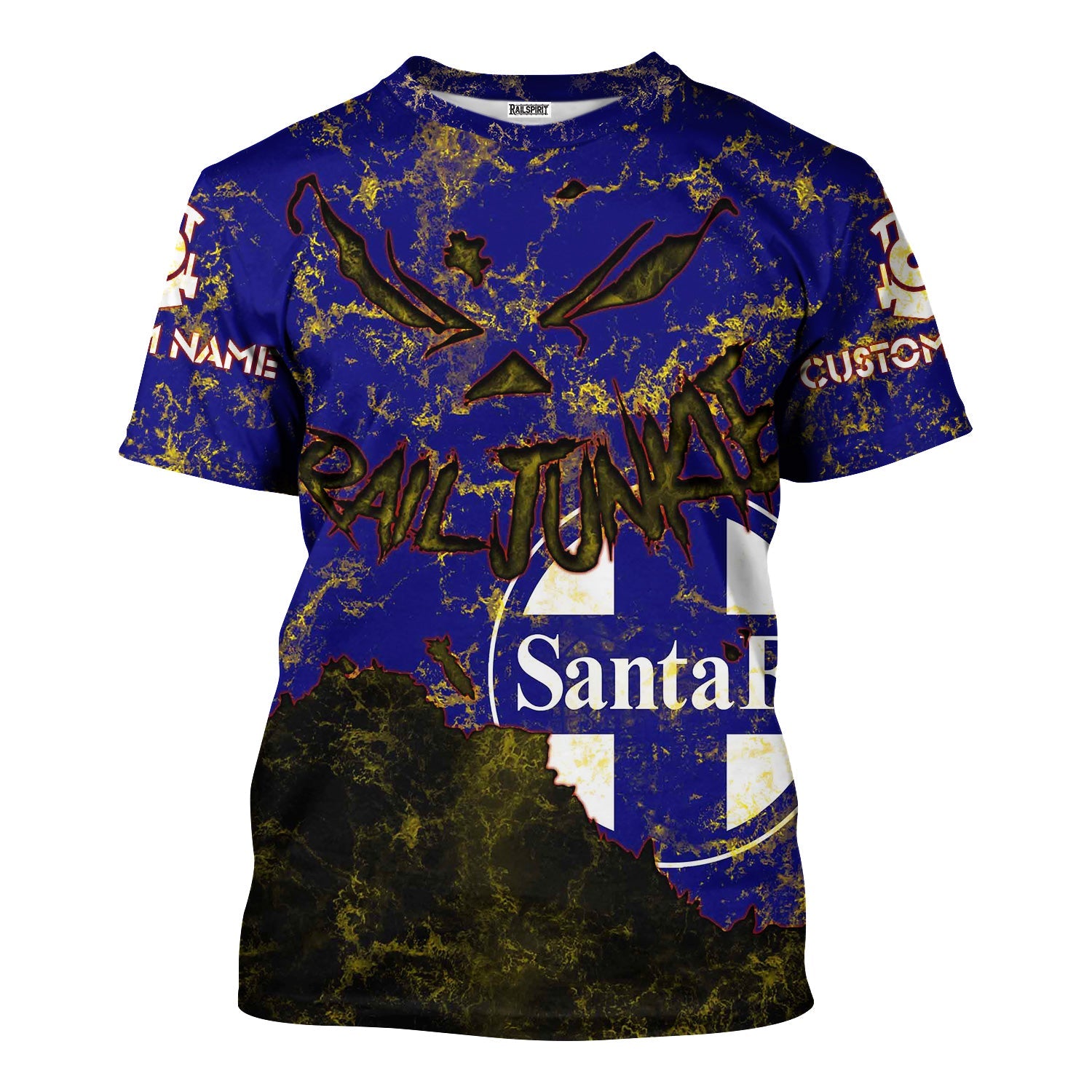 Railspirit Personalized Santa Fe ATSF Railway T-Shirt Torn Graphic Style Atchison, Topeka and Santa Fe Train Shirt For Rail Junkie