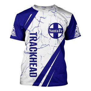 Railspirit Personalized Santa Fe Railway T-Shirt Crackle Texture Style Atchison, Topeka and Santa Fe Railway Shirt For Trackhead