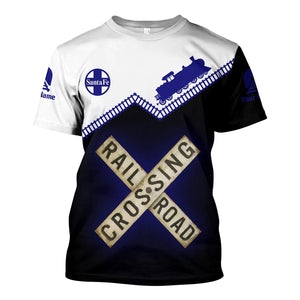 Railspirit Personalized Santa Fe Railway T Shirt Railroad Crossing Printed Train Track Shirt